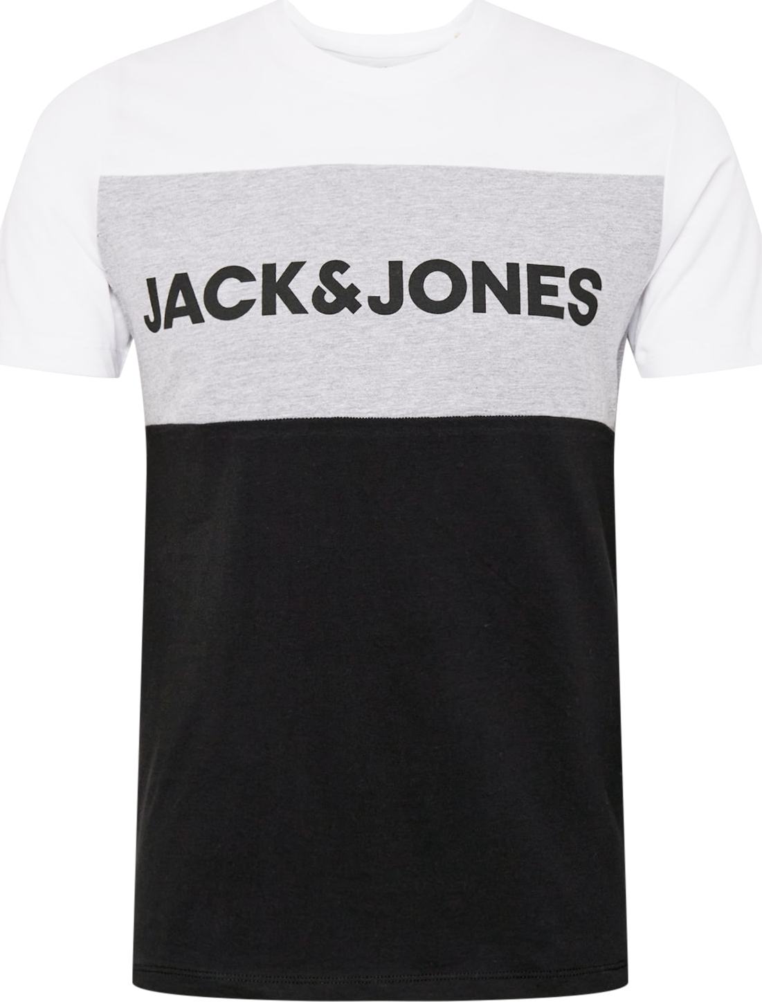 JACK & JONES Tričko šedá / černá / bílá