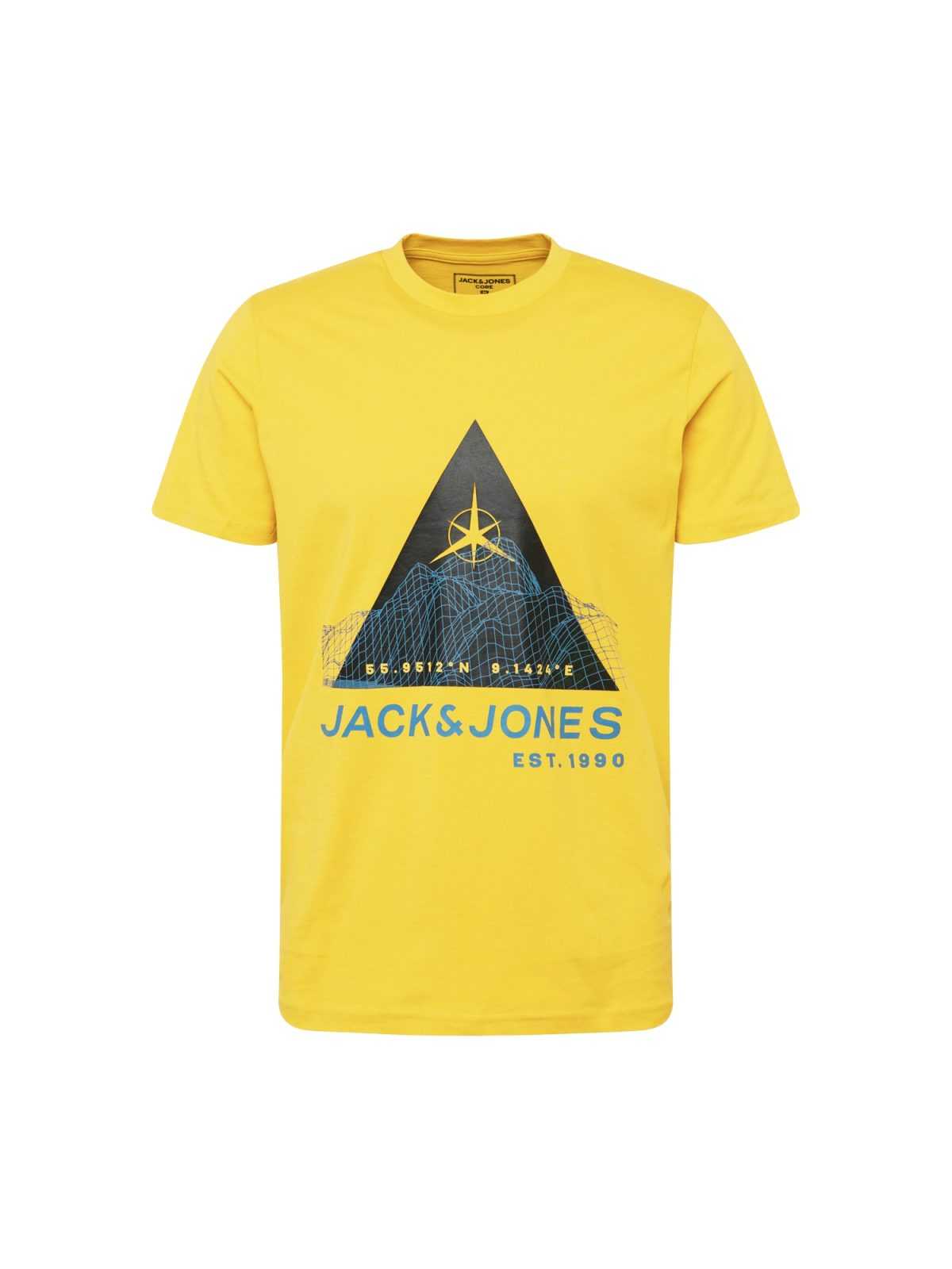 JACK & JONES Tričko 'MAPPING' modrá / žlutá / černá