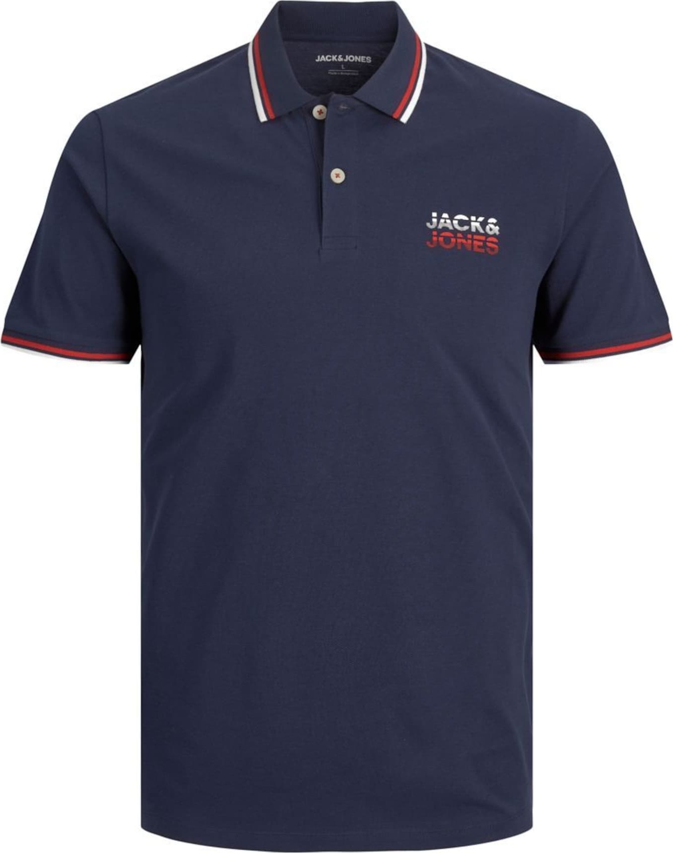 JACK & JONES Tričko modrá / krvavě červená / bílá