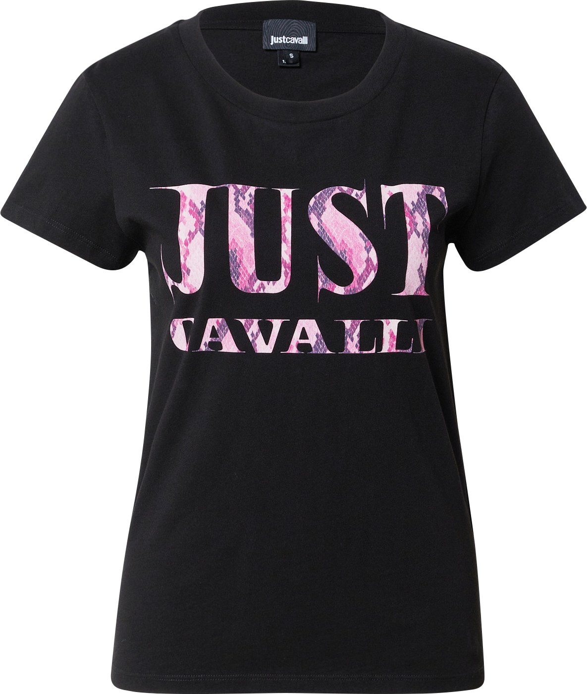 Just Cavalli Tričko tmavě fialová / fuchsiová / růžová / černá