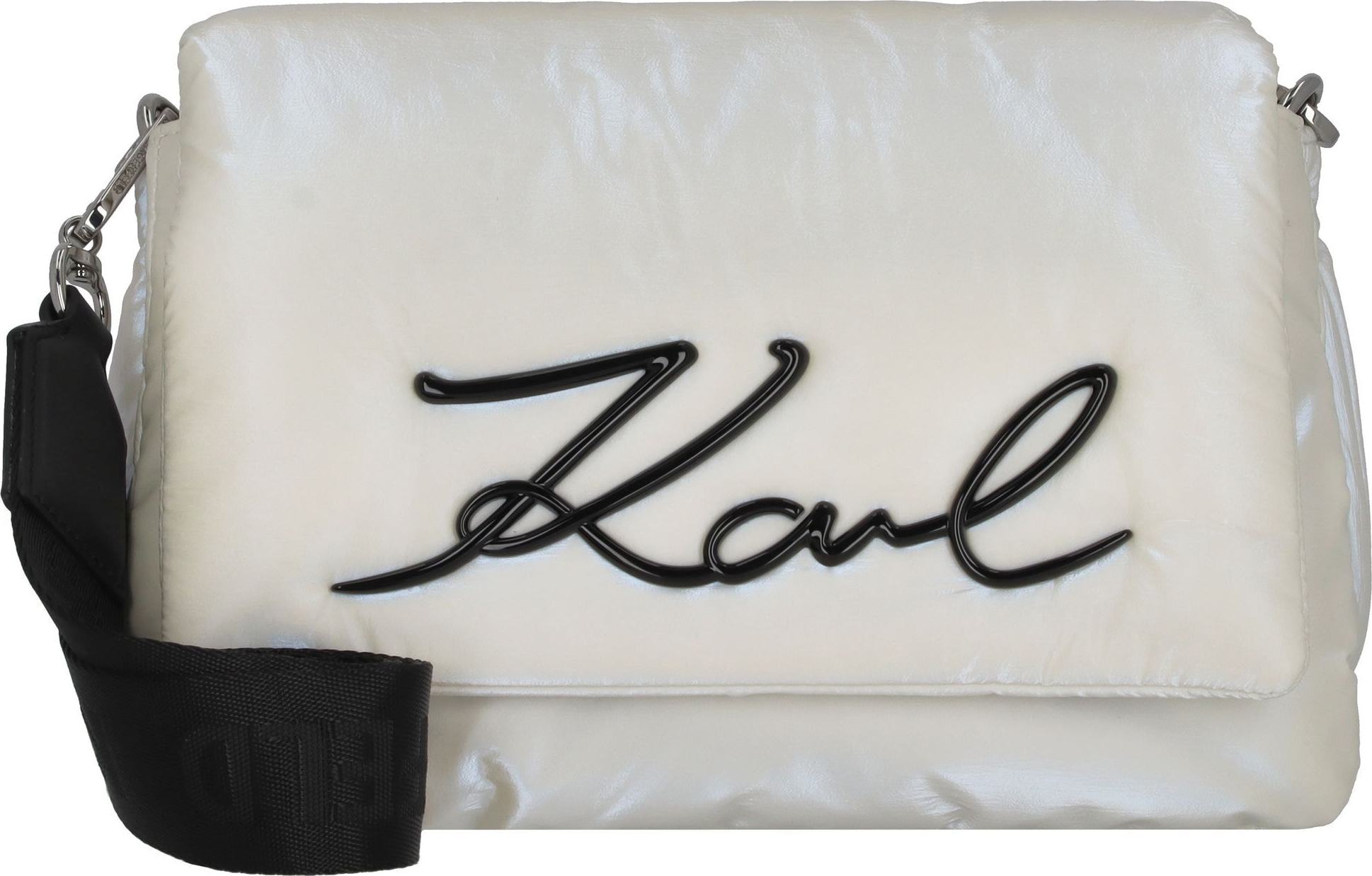 Karl Lagerfeld Taška přes rameno 'Signature Soft' černá / bílá