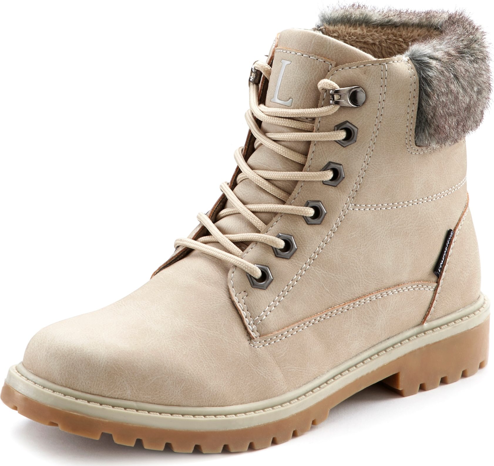 LASCANA Šněrovací kozačky béžová