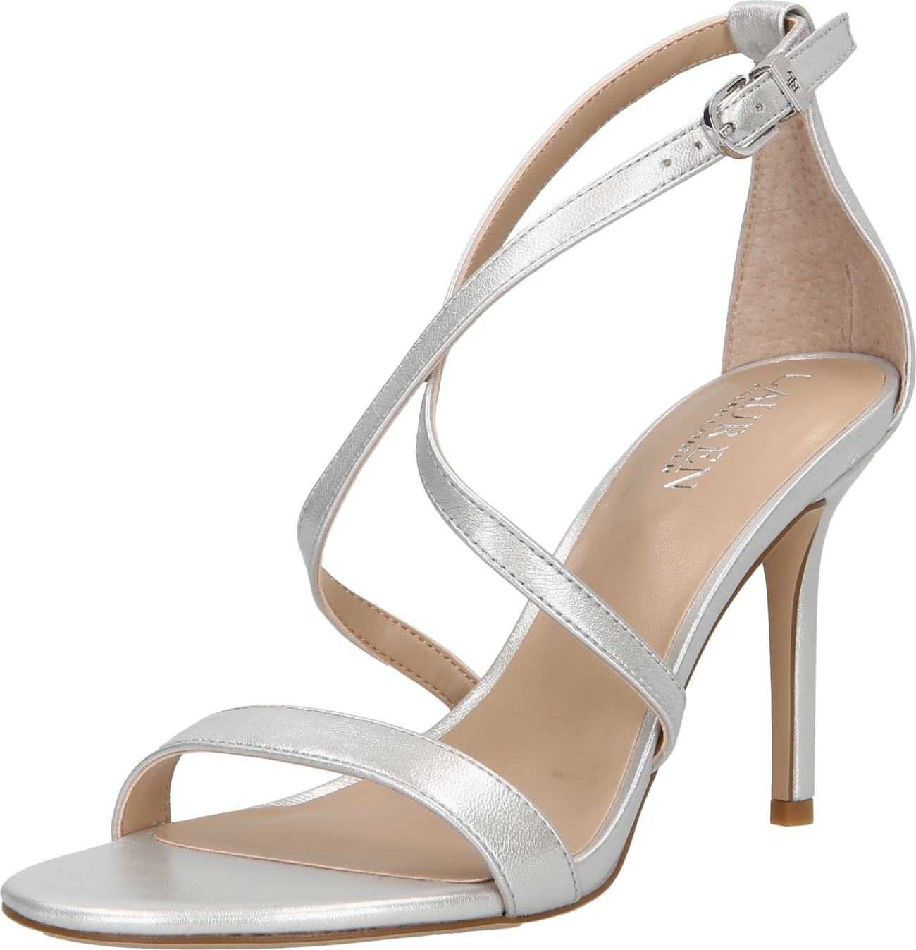 Lauren Ralph Lauren Páskové sandály 'GABRIELE' stříbrná