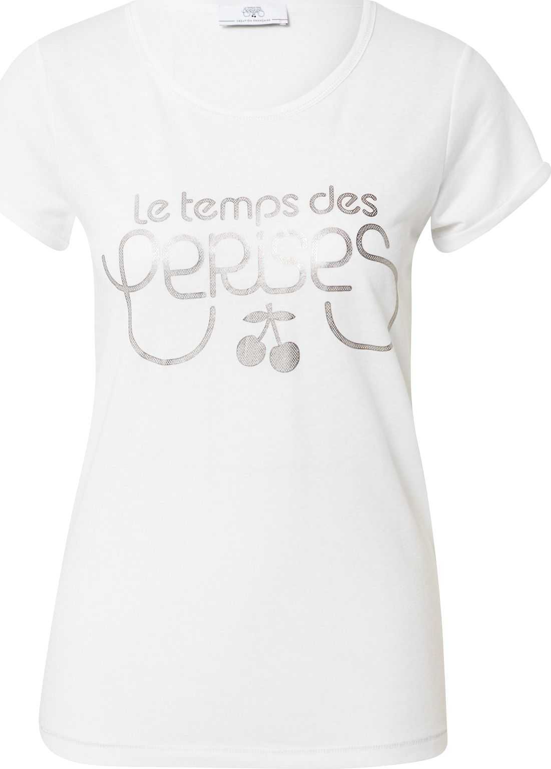 Le Temps Des Cerises Tričko 'Basitrame' stříbrná / bílá