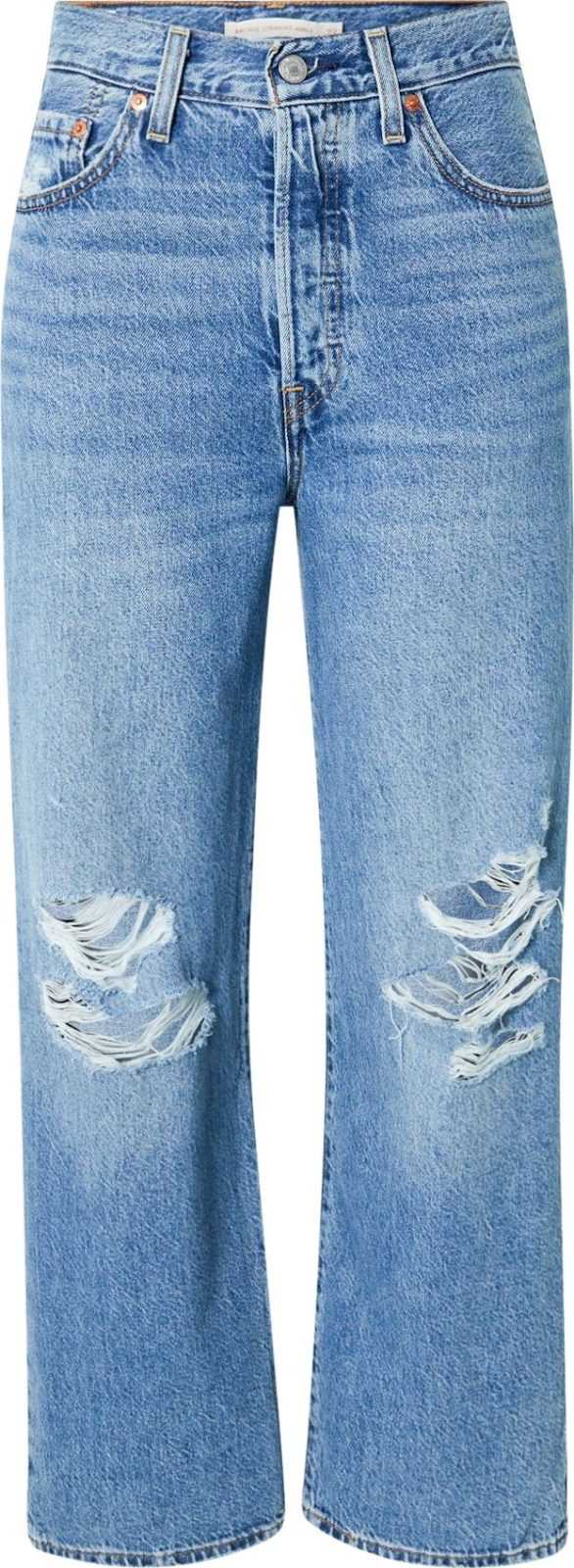 LEVI'S Džíny 'RIBCAGE STRAIGHT ANKLE LIGHT INDIGO - WORN IN' modrá džínovina