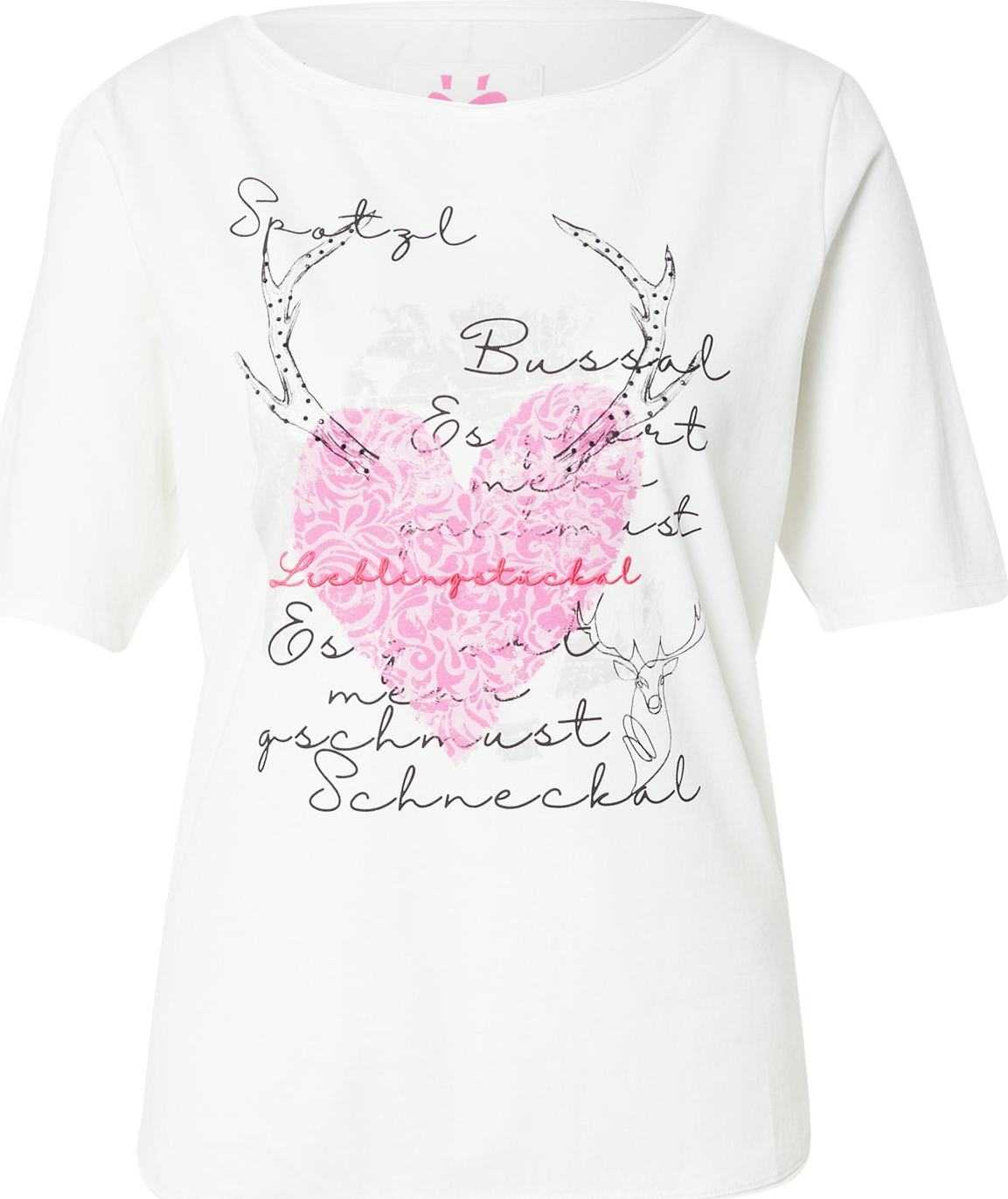 LIEBLINGSSTÜCK Tričko 'Candice' světle šedá / světle růžová / černá / bílá