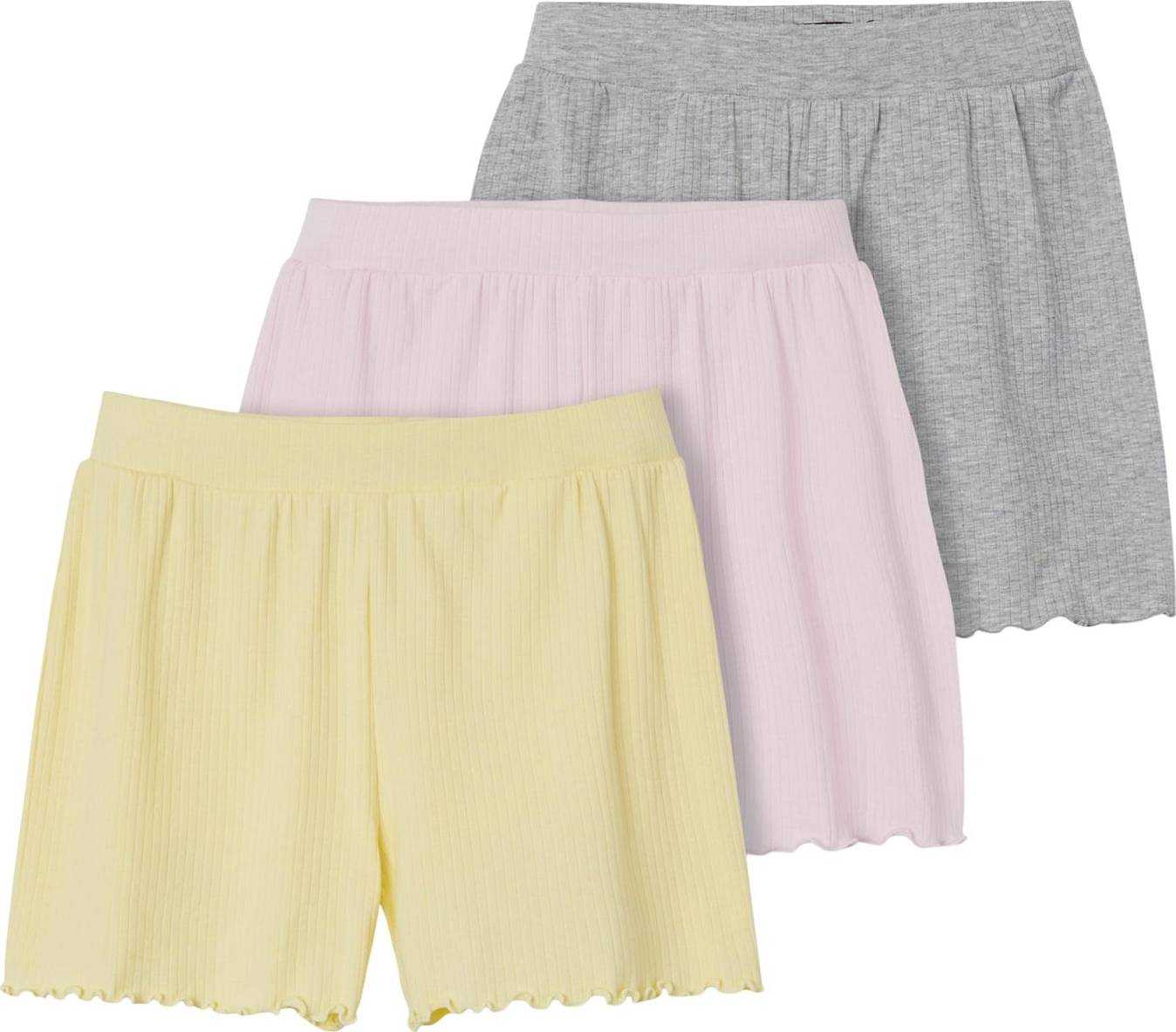 LMTD Kalhoty 'Nunne' světle žlutá / šedý melír / růžová