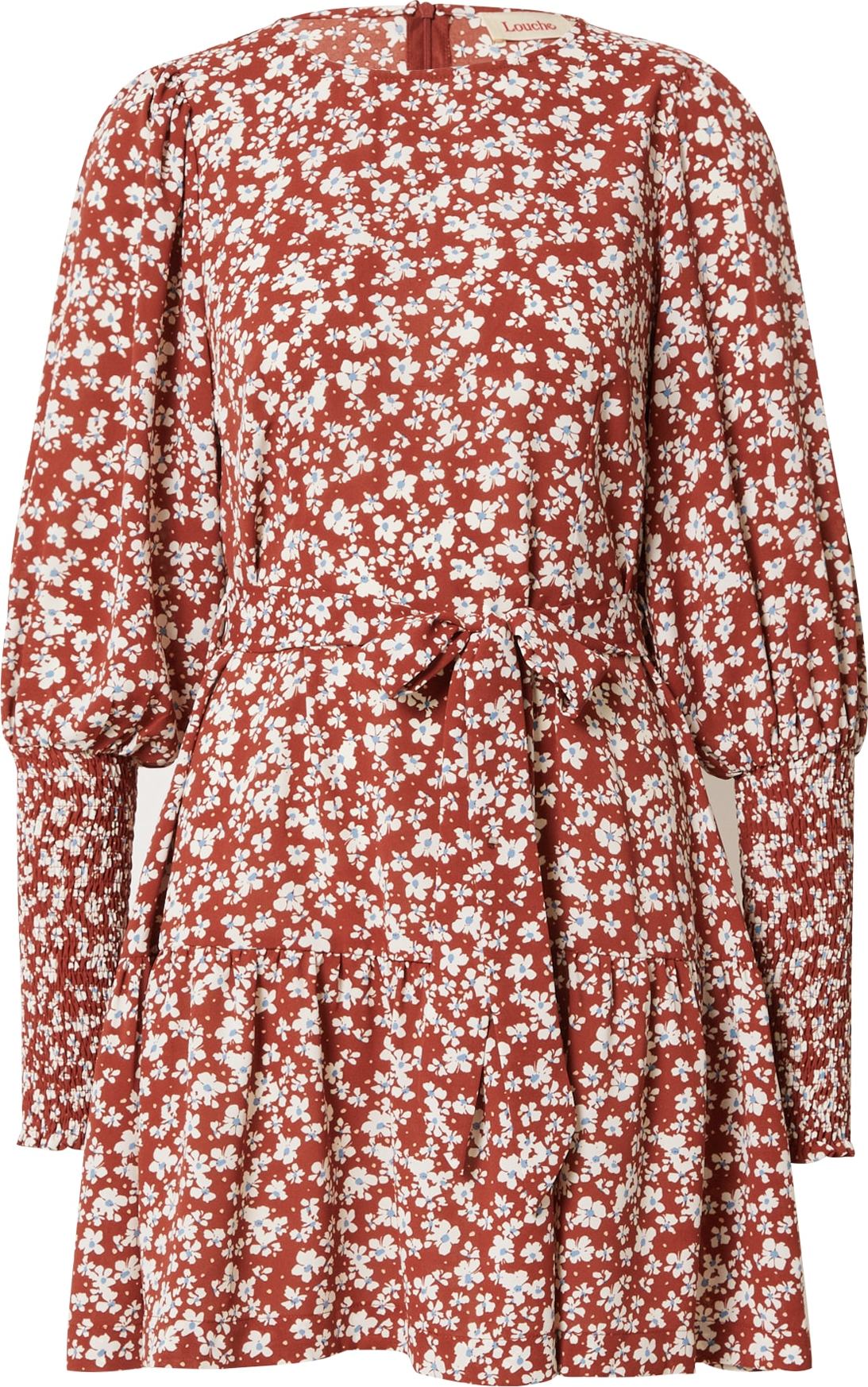 Louche Šaty 'DAPHNE' světlemodrá / rezavě hnědá / bílá