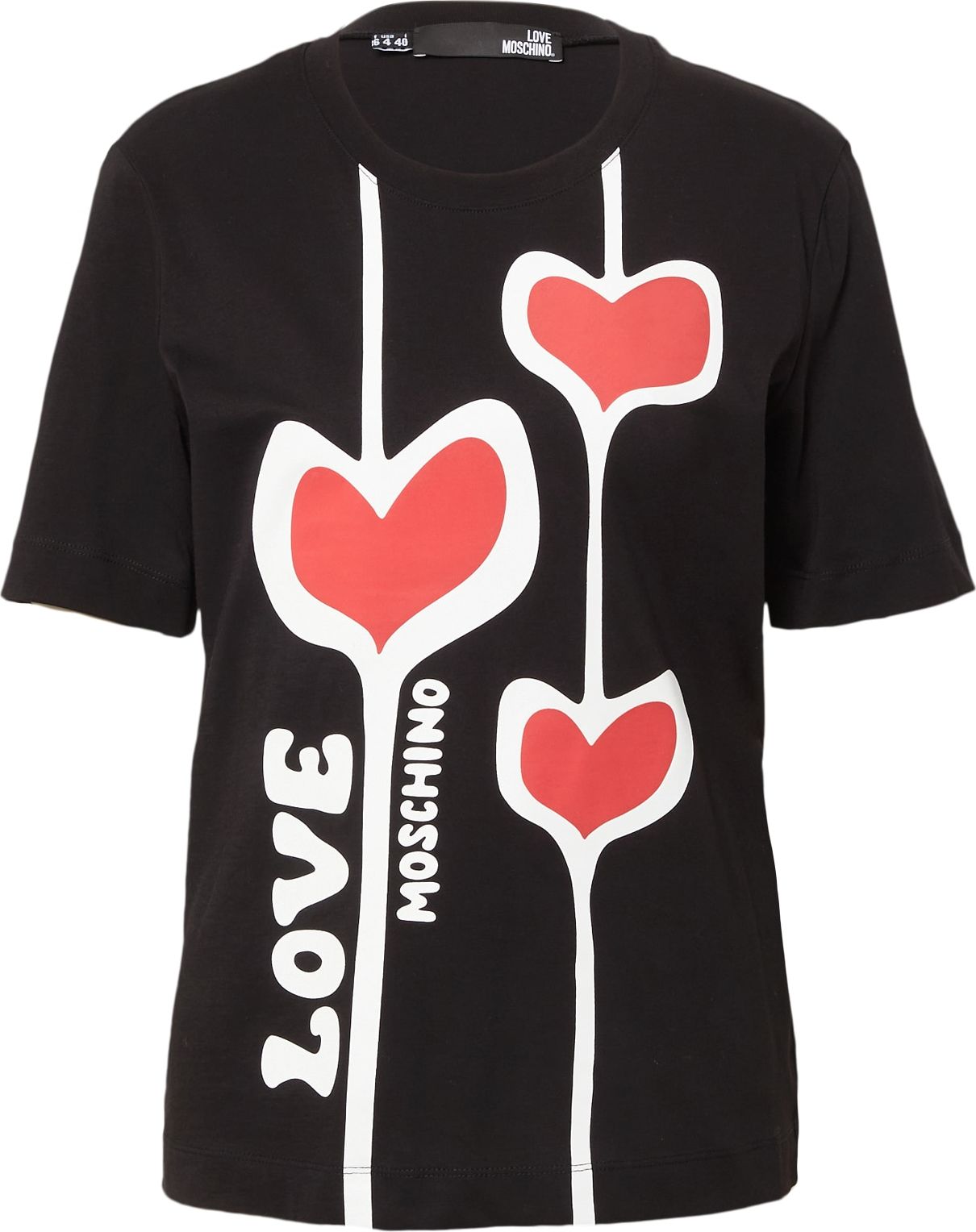 Love Moschino Tričko '3HEARTS' červená / černá / bílá
