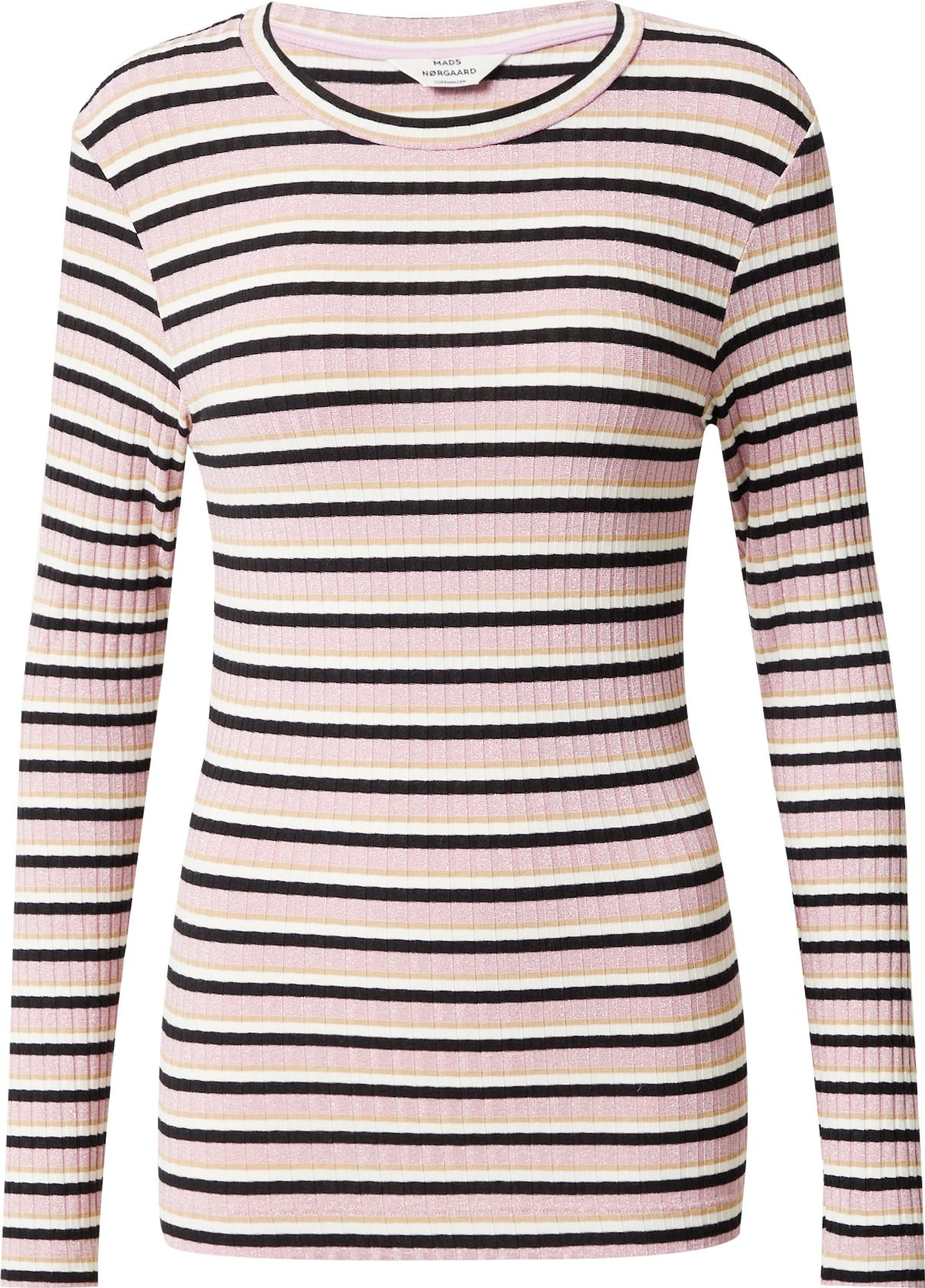 MADS NORGAARD COPENHAGEN Tričko písková / šeříková / černá / bílá