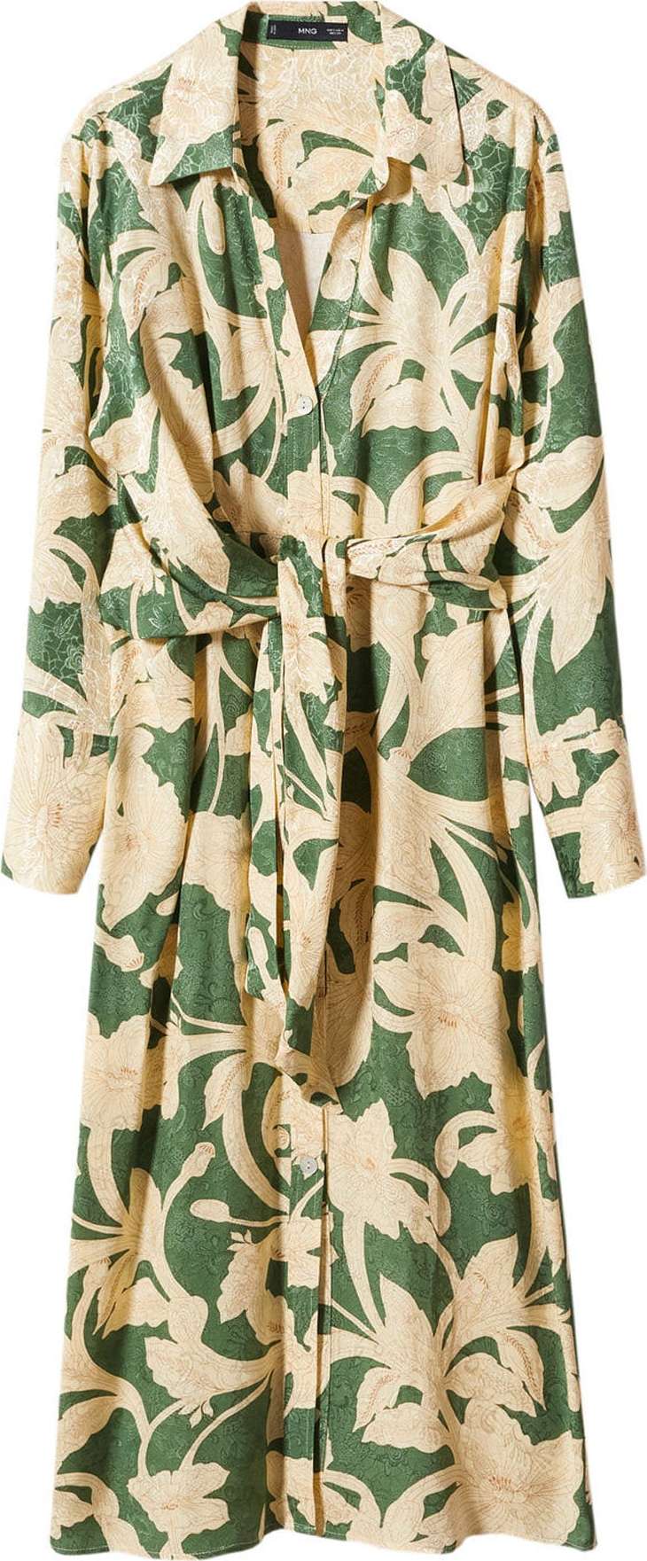 MANGO Košilové šaty béžová / zelená