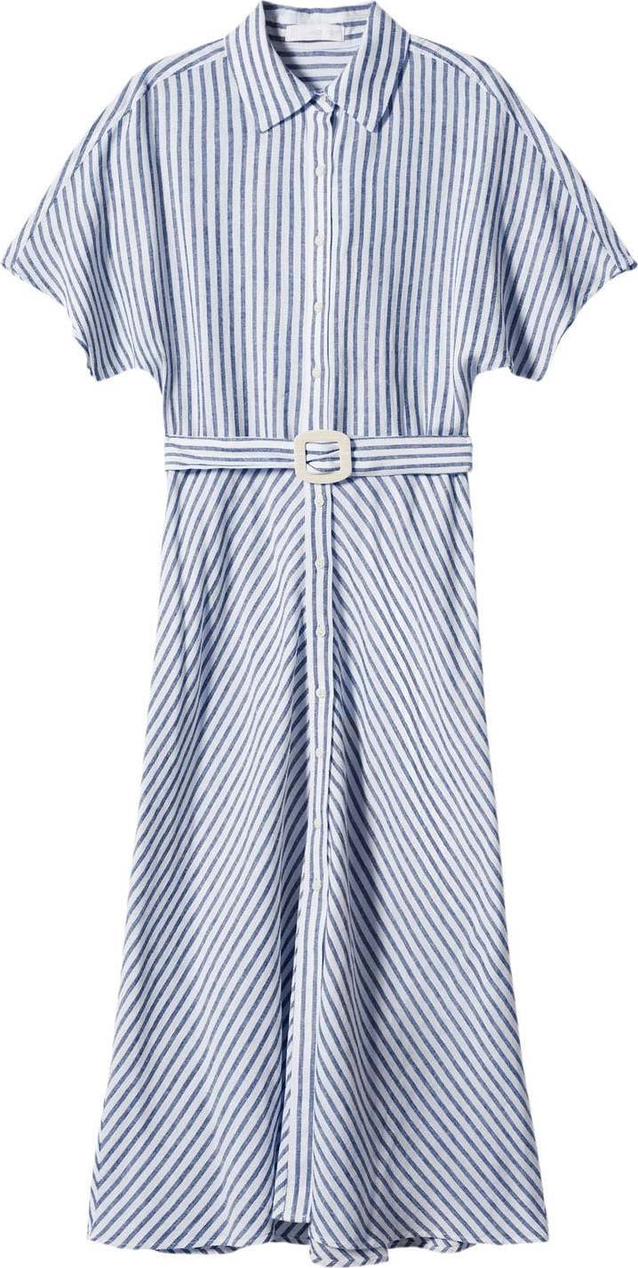 MANGO Košilové šaty 'PATTY' modrá / bílá