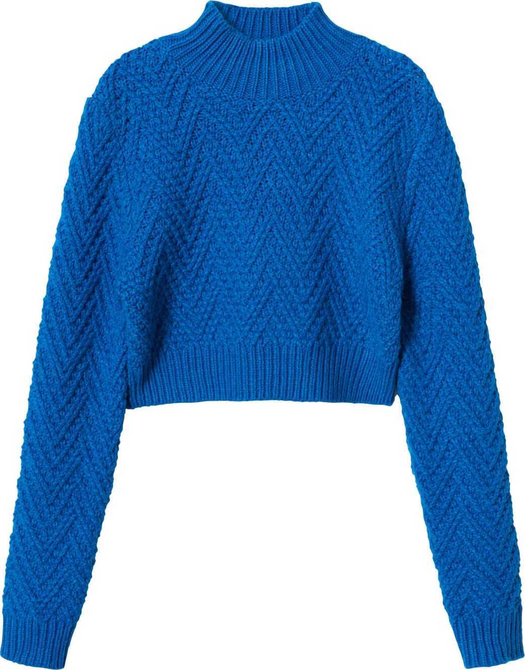 MANGO Svetr 'Grass' kobaltová modř