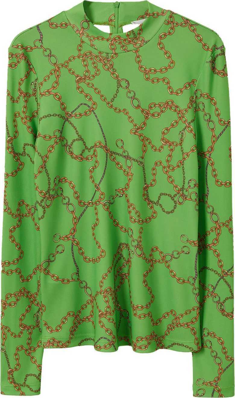 MANGO Tričko 'DIRO' hnědá / kaštanově hnědá / zelená