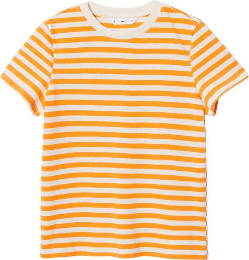 MANGO Tričko 'GIRALDA' pastelově oranžová / bílá