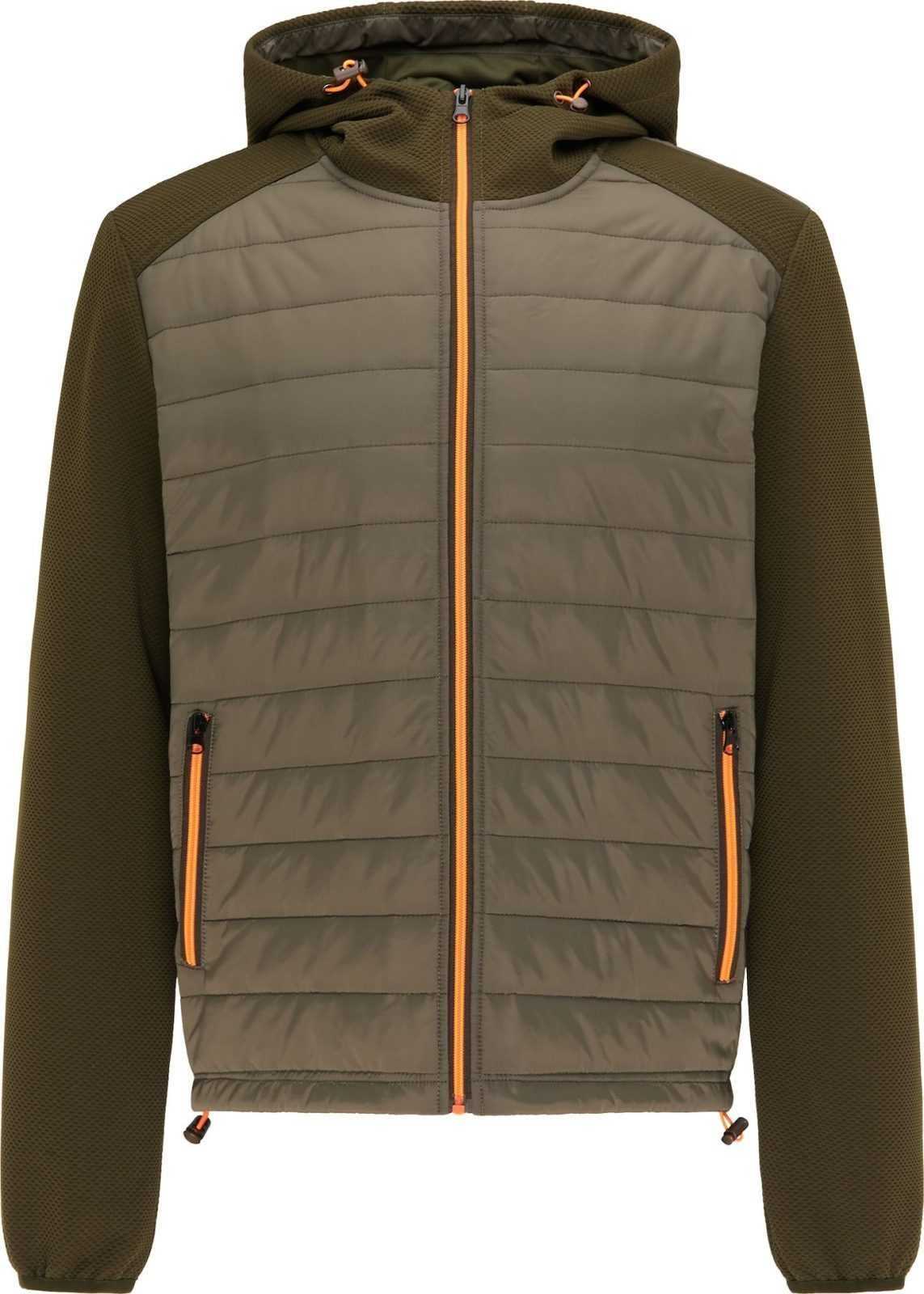 Mo SPORTS Přechodná bunda barvy bláta / olivová / oranžová