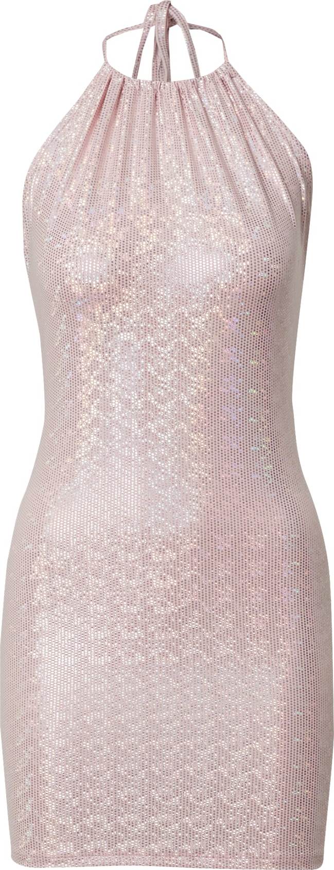 Monki Koktejlové šaty světle růžová / stříbrná