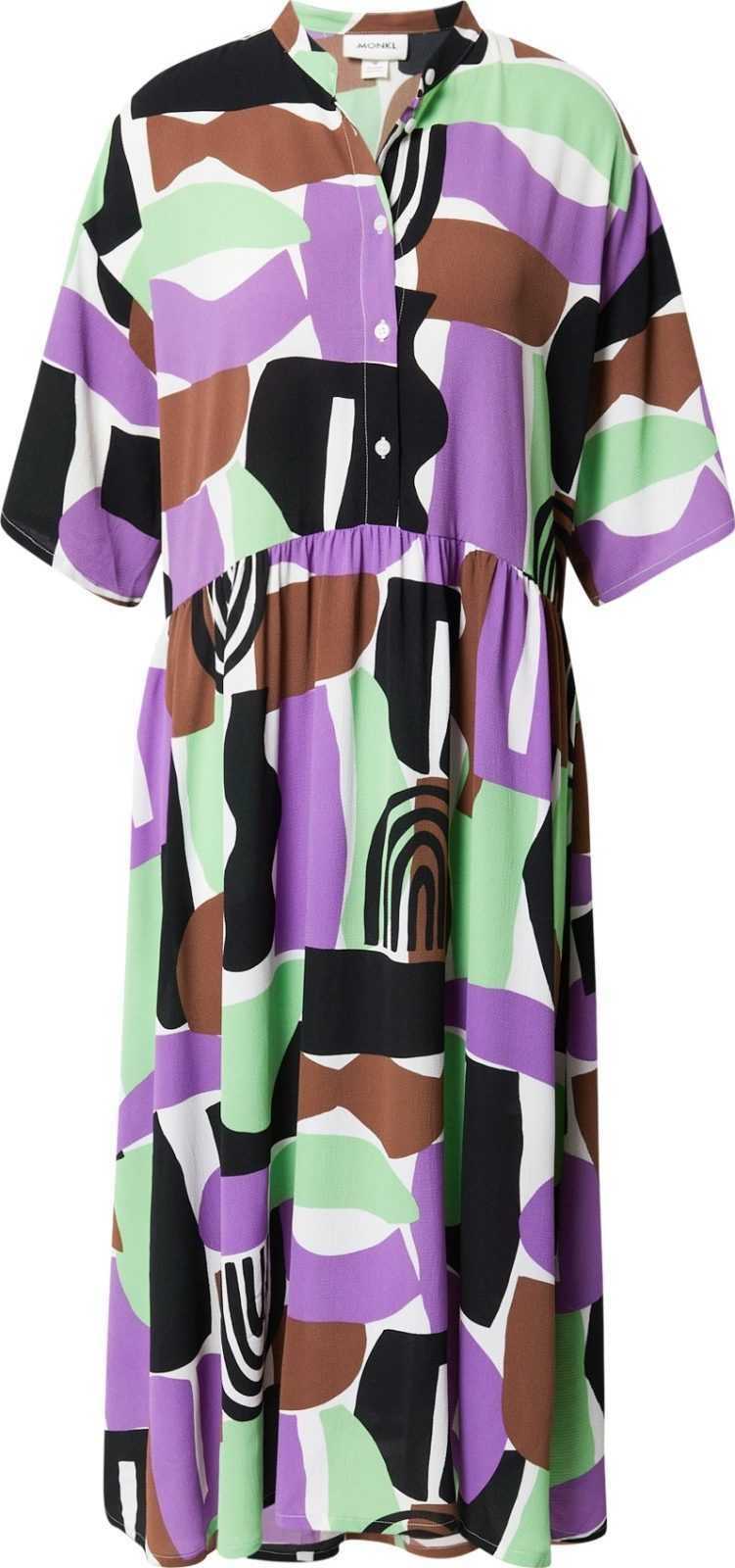 Monki Košilové šaty sépiová / mátová / světle fialová / černá / bílá