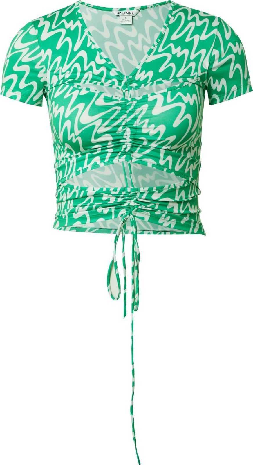Monki Tričko trávově zelená / bílá