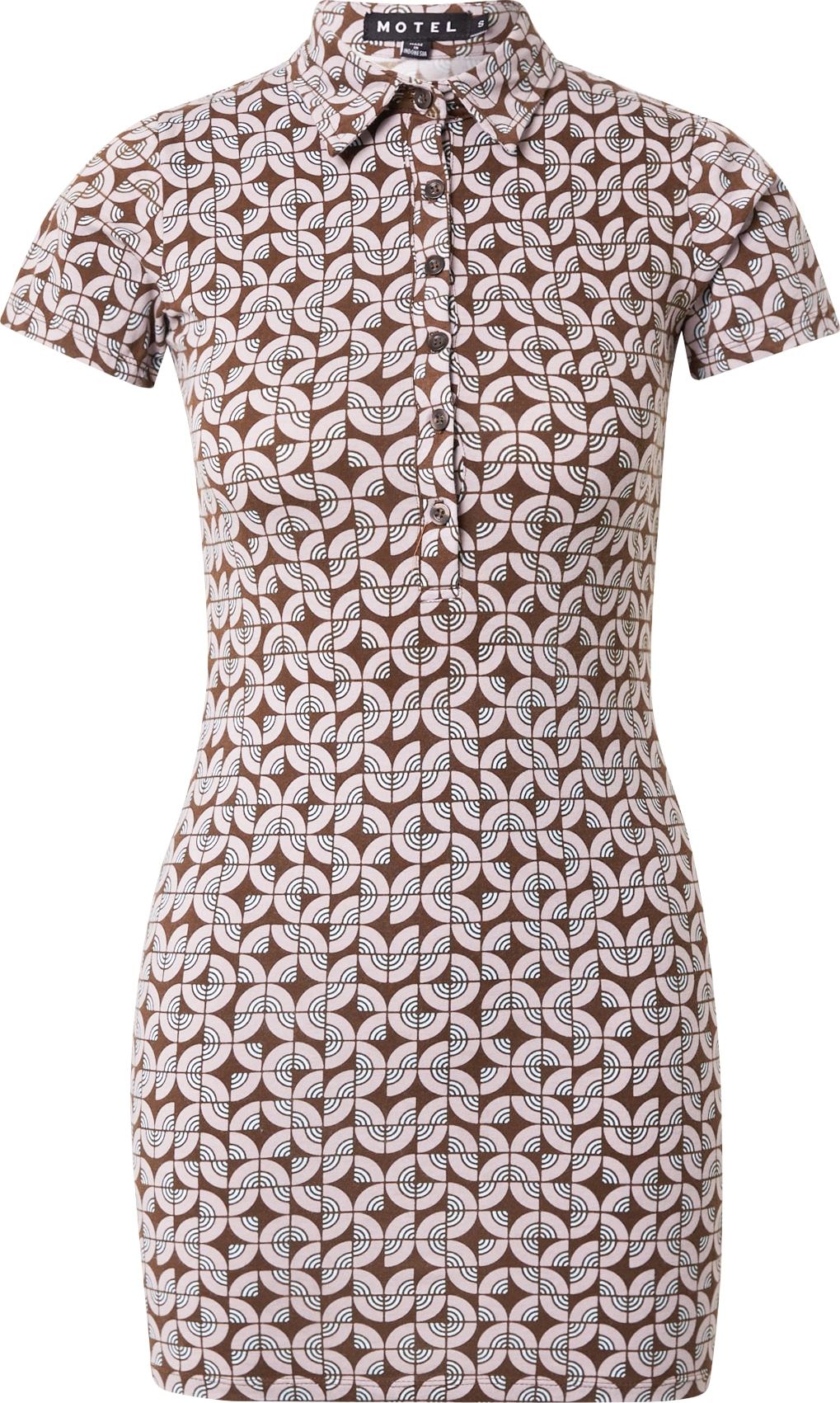 Motel Košilové šaty 'Jeveux' brokátová / růžová / bílá