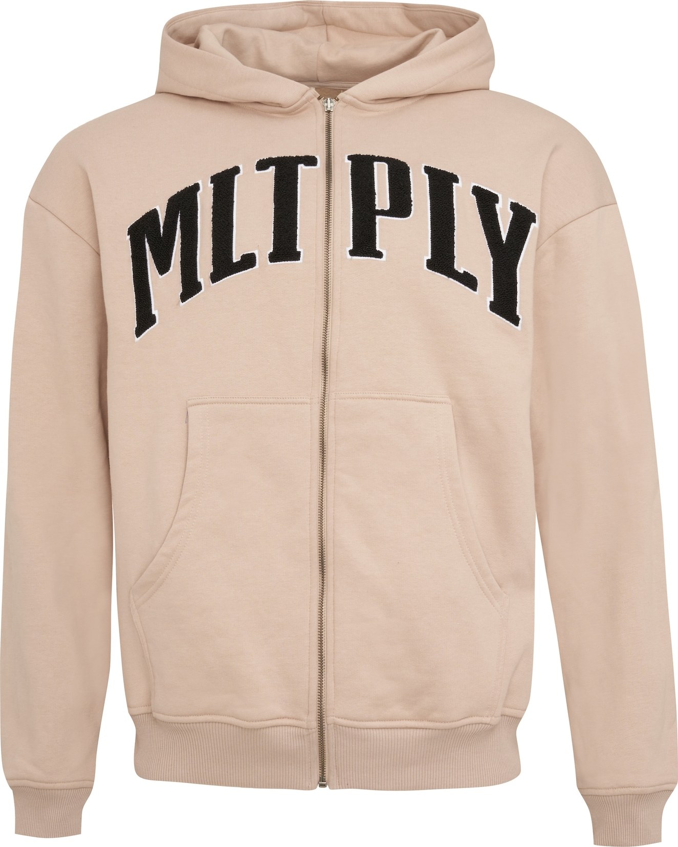 Multiply Apparel Mikina 'Embroidery' světle béžová / černá / bílá