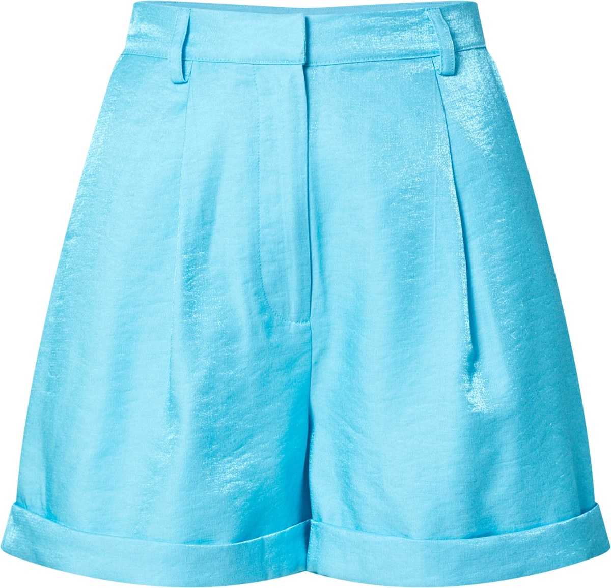 NA-KD Kalhoty se sklady v pase aqua modrá