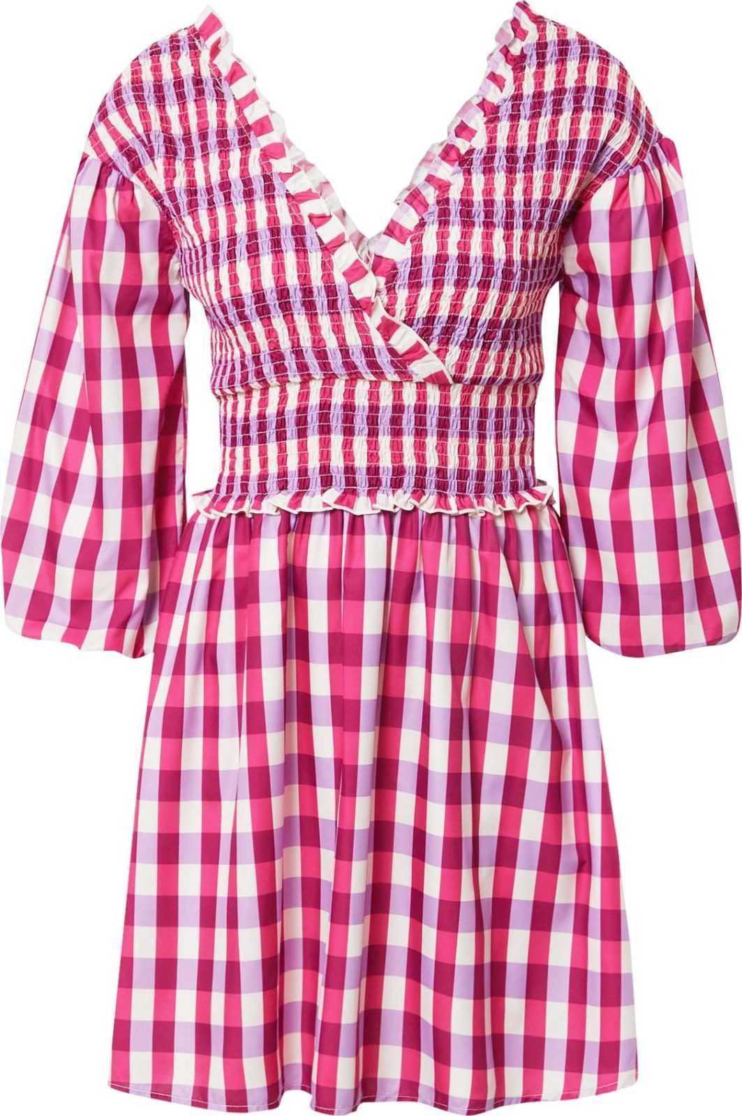 NA-KD Šaty fialová / pink / tmavě růžová / bílá