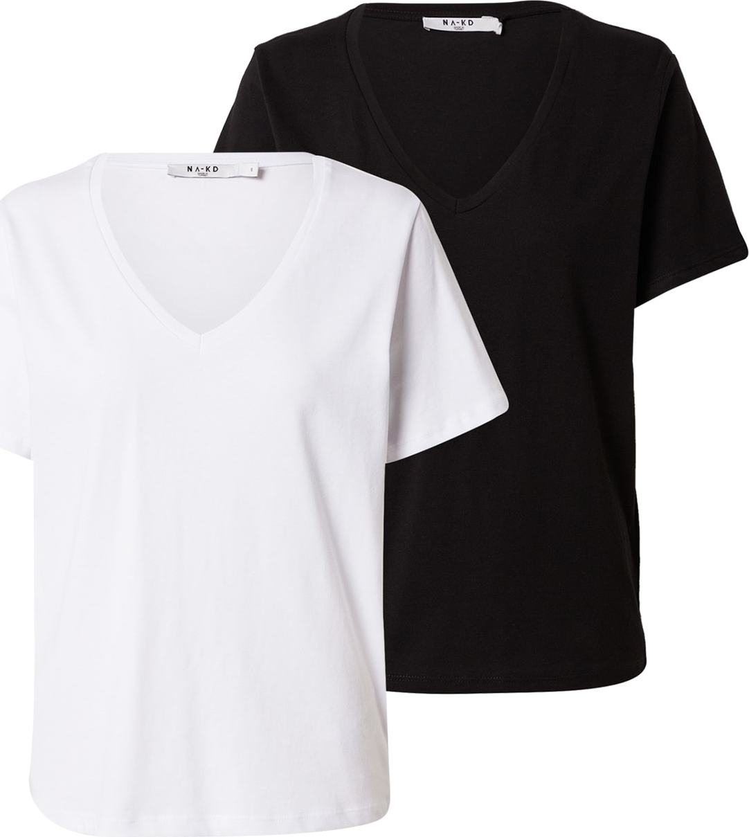 NA-KD Tričko černá / bílá