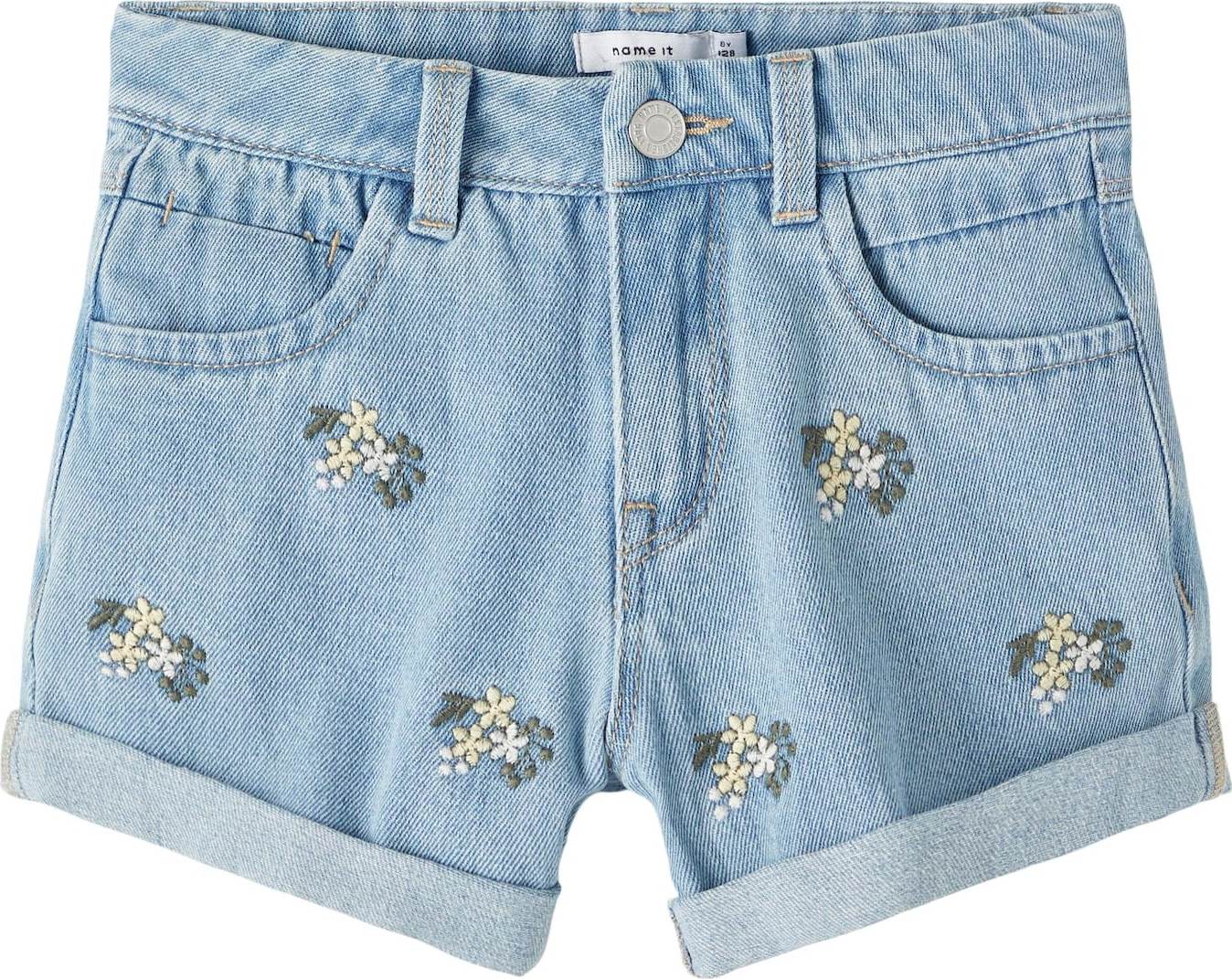 NAME IT Džíny 'Bella' modrá džínovina / olivová / bílá