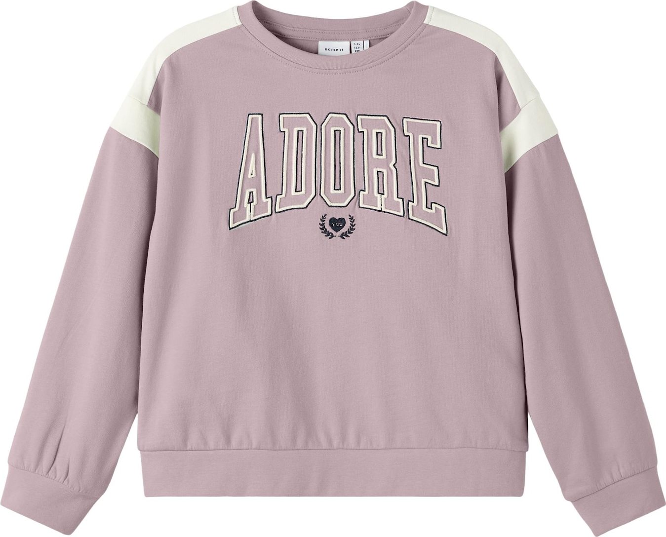 NAME IT Mikina 'Kessi' námořnická modř / bledě fialová / bílá