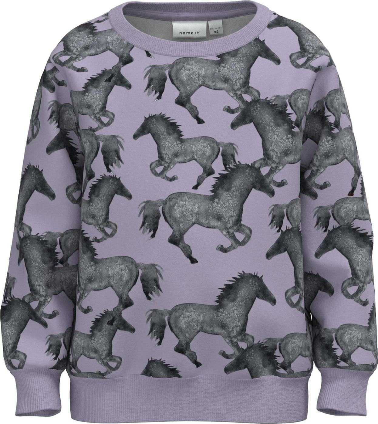 NAME IT Mikina 'Sacha' šedá / grafitová / lenvandulová