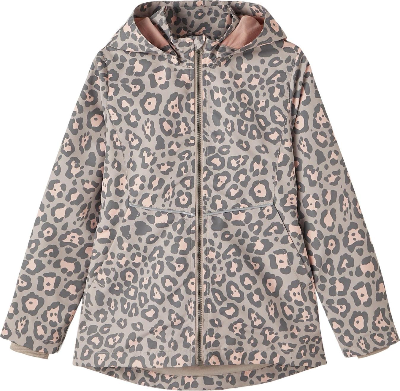 NAME IT Přechodná bunda 'Maxi' šedá / tmavě šedá / pudrová