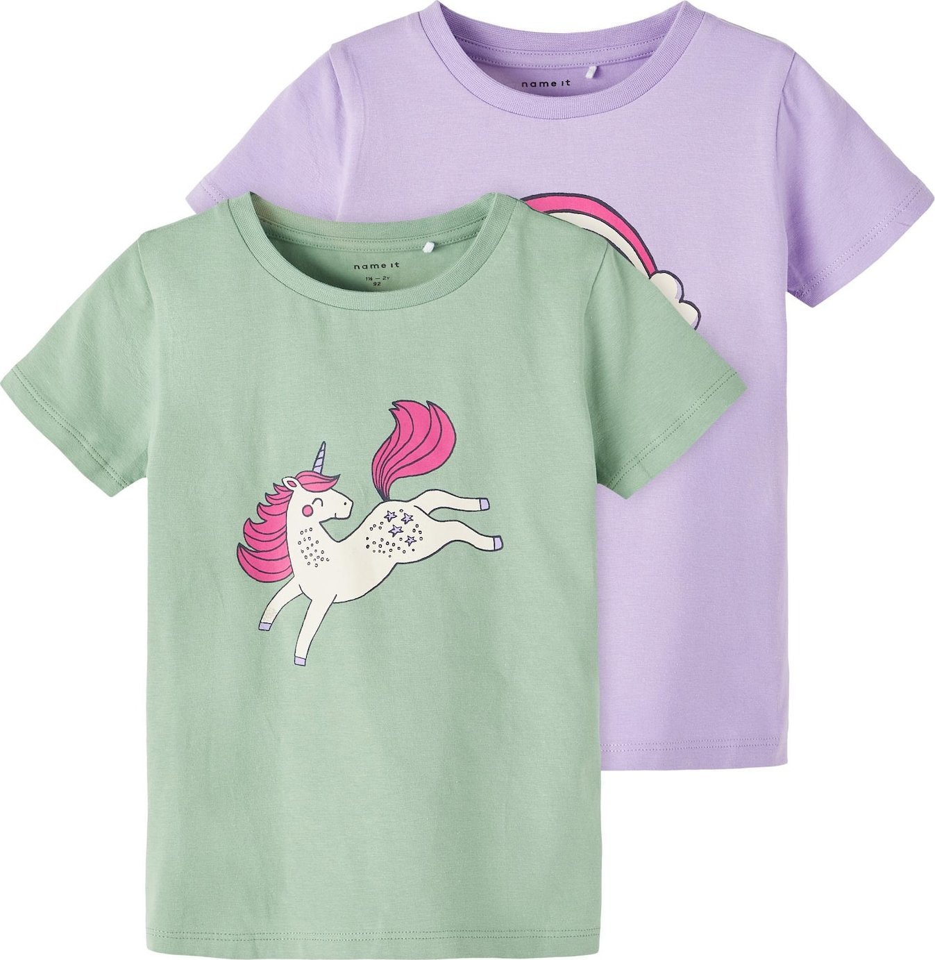 NAME IT Tričko 'DANO' pastelově zelená / světle fialová / fuchsiová / bílá