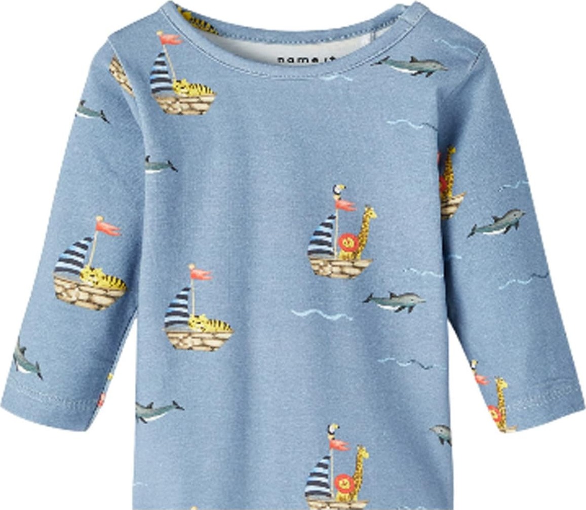 NAME IT Tričko 'FAWN' námořnická modř / kouřově modrá / žlutá / oranžově červená