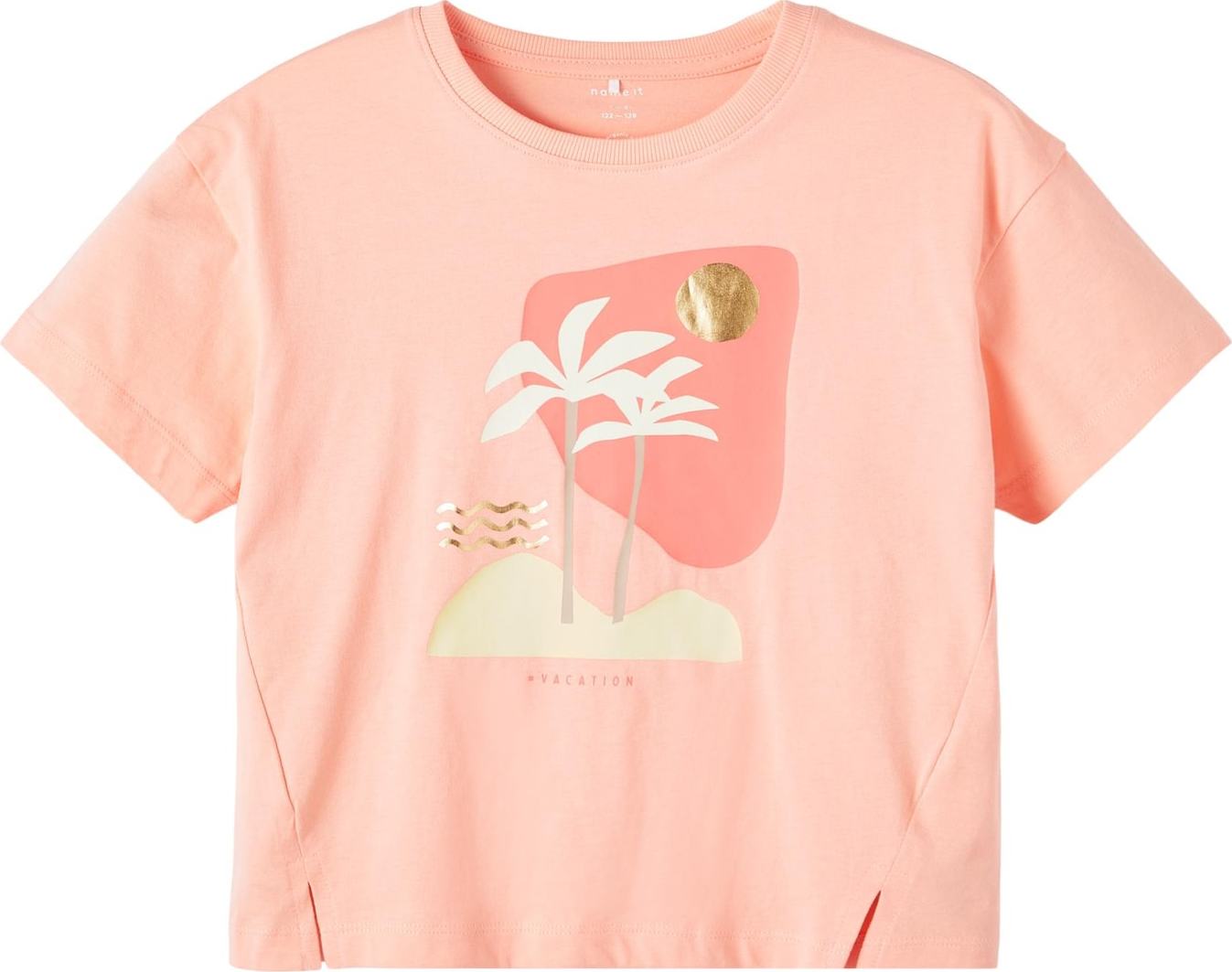 NAME IT Tričko 'Flicka' béžová / zlatá / lososová / bílá