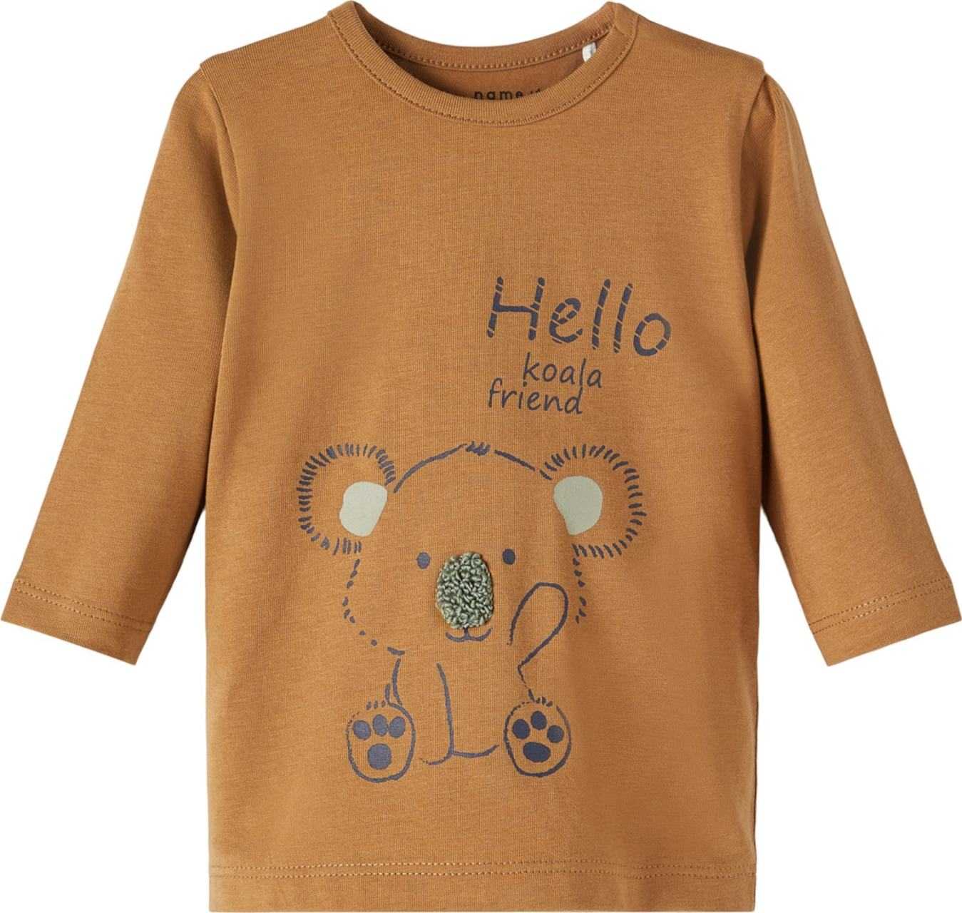 NAME IT Tričko 'Tobbie' karamelová / antracitová / pastelově zelená