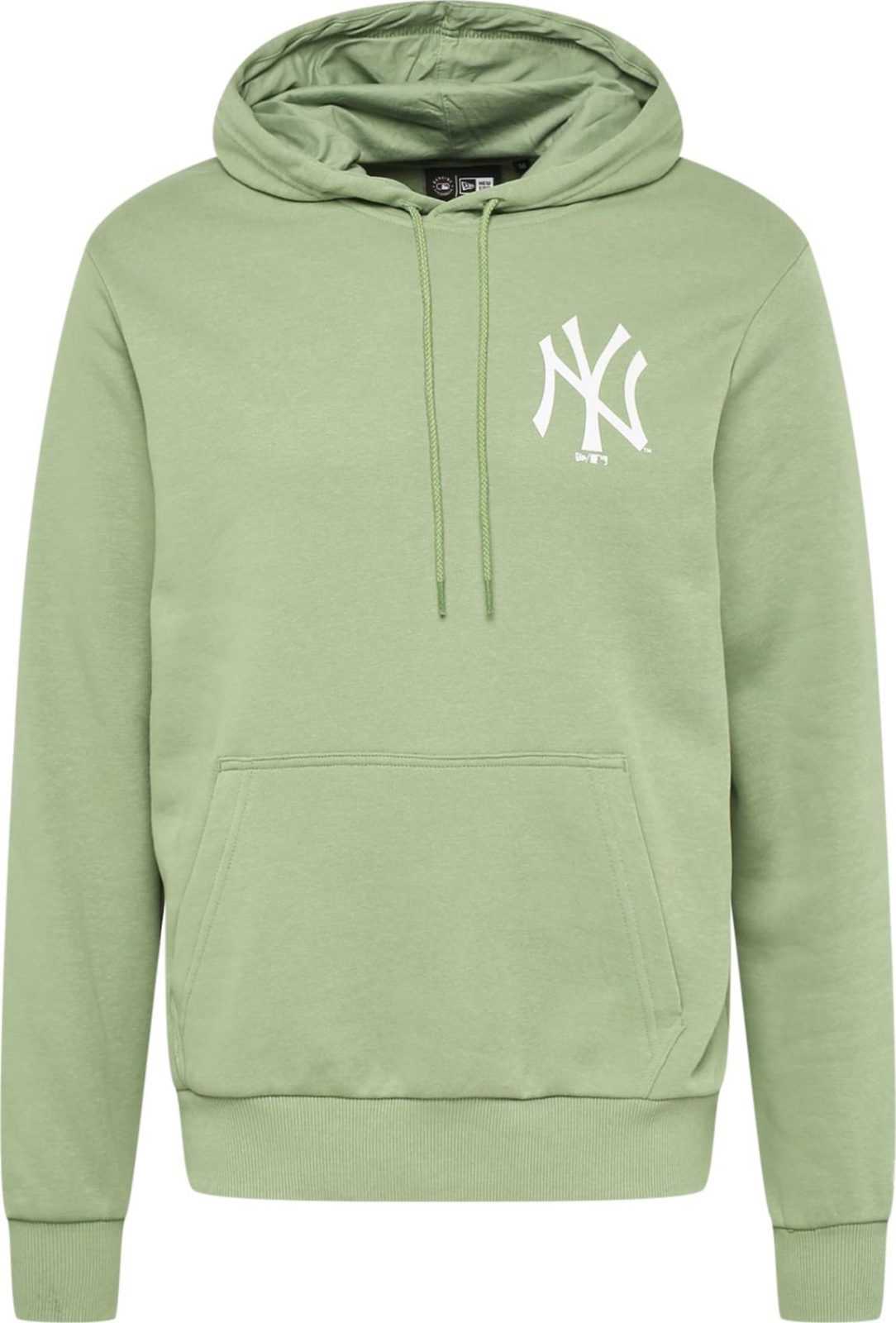 NEW ERA Mikina 'League' světle zelená / bílá