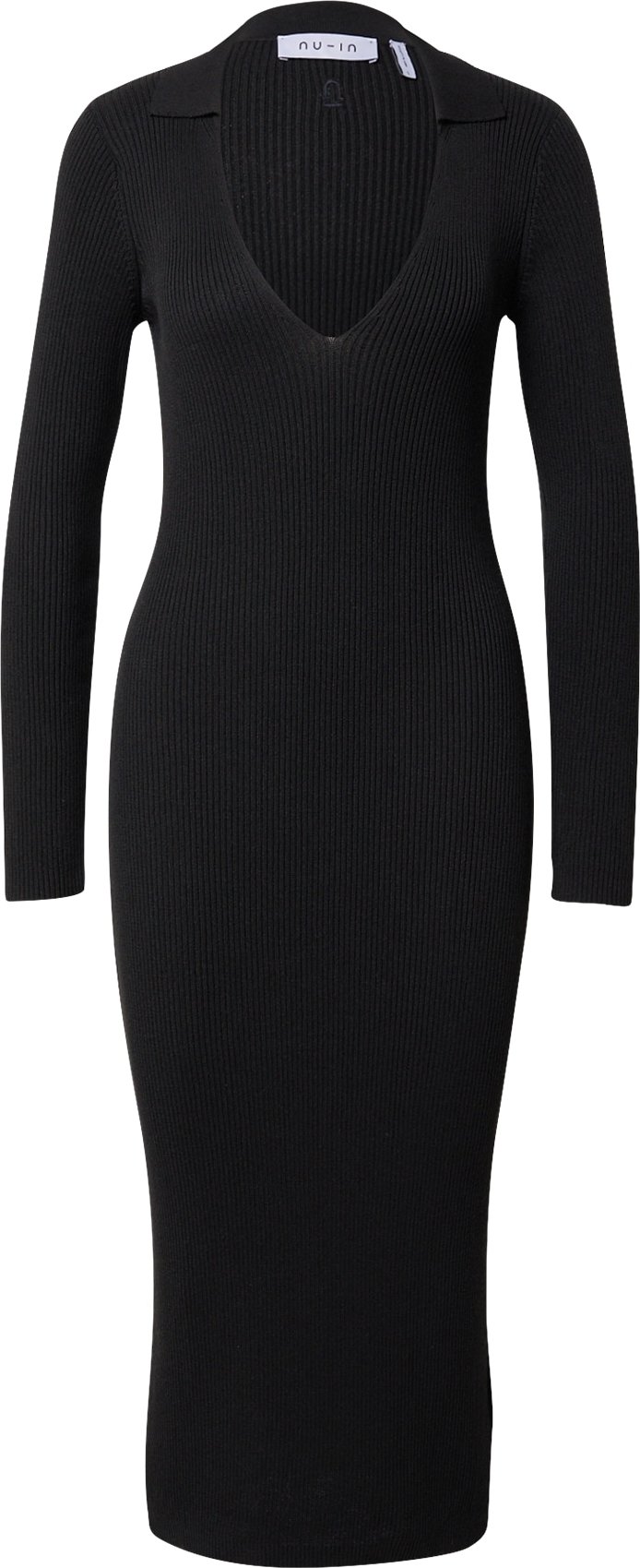 NU-IN Úpletové šaty 'Collar' černá