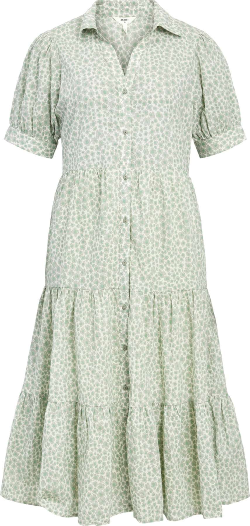OBJECT Košilové šaty 'Smilla ' pastelově zelená / bílá