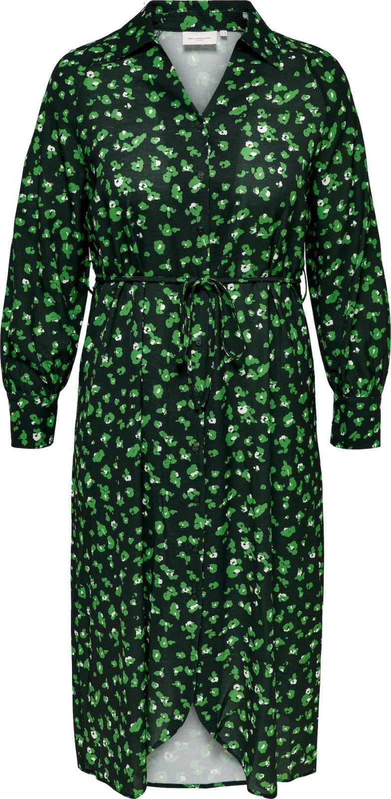 ONLY Carmakoma Košilové šaty jedle / světle zelená / bílá