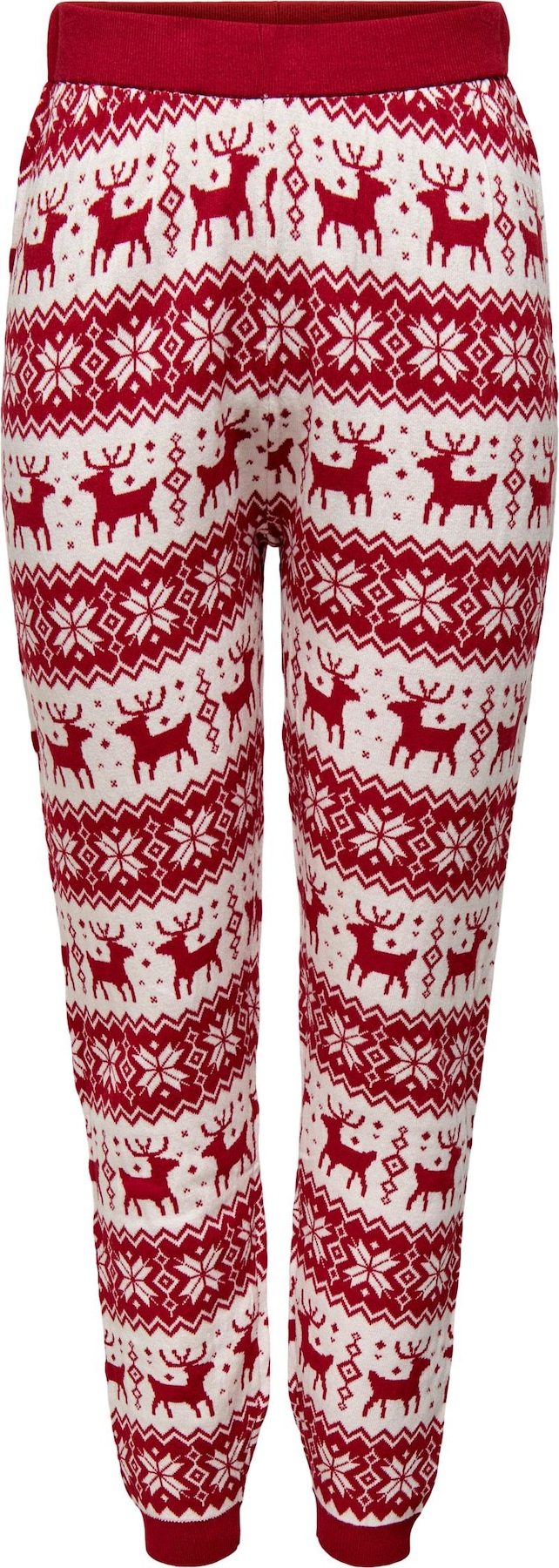 ONLY Pyžamové kalhoty 'Xmas' karmínově červené / bílá