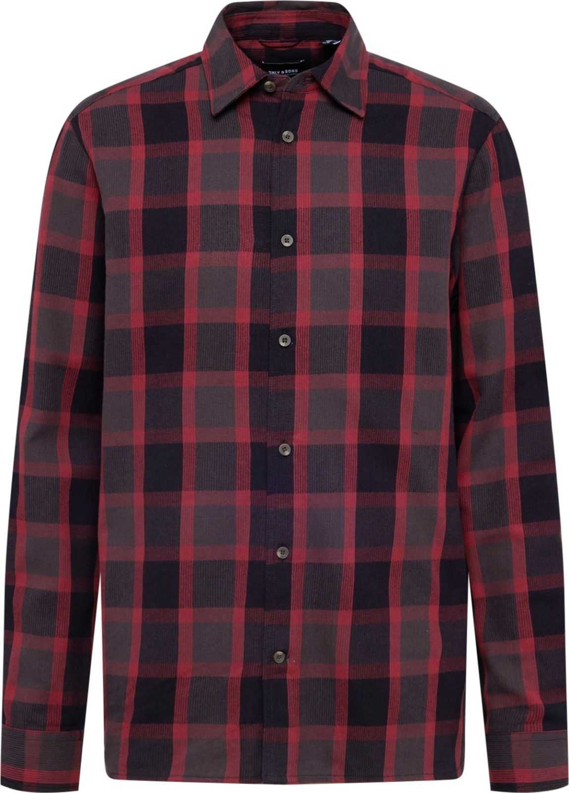 Only & Sons Košile 'TEX' námořnická modř / tmavě modrá / červená