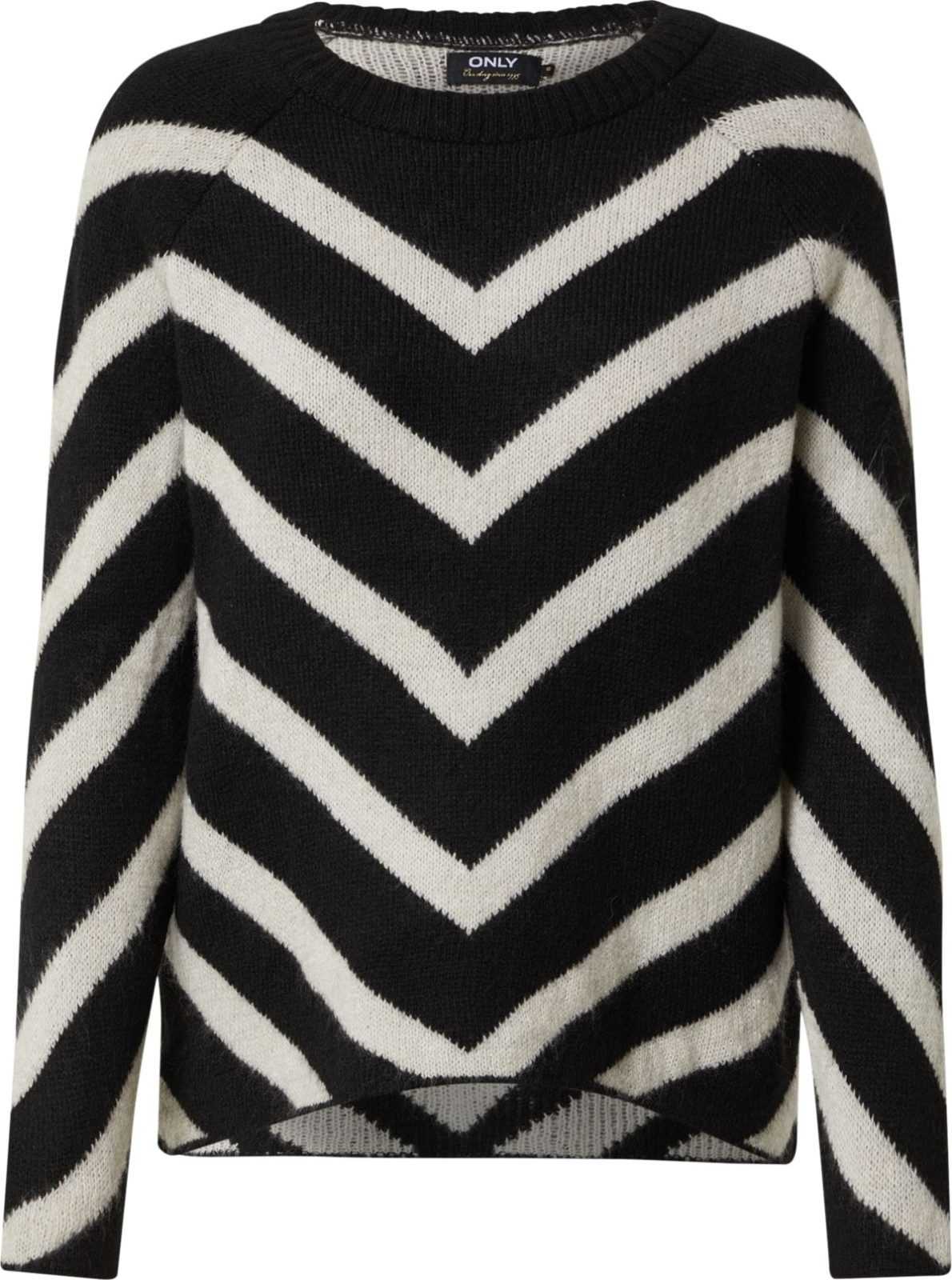 ONLY Svetr 'Eliza' černá / bílá