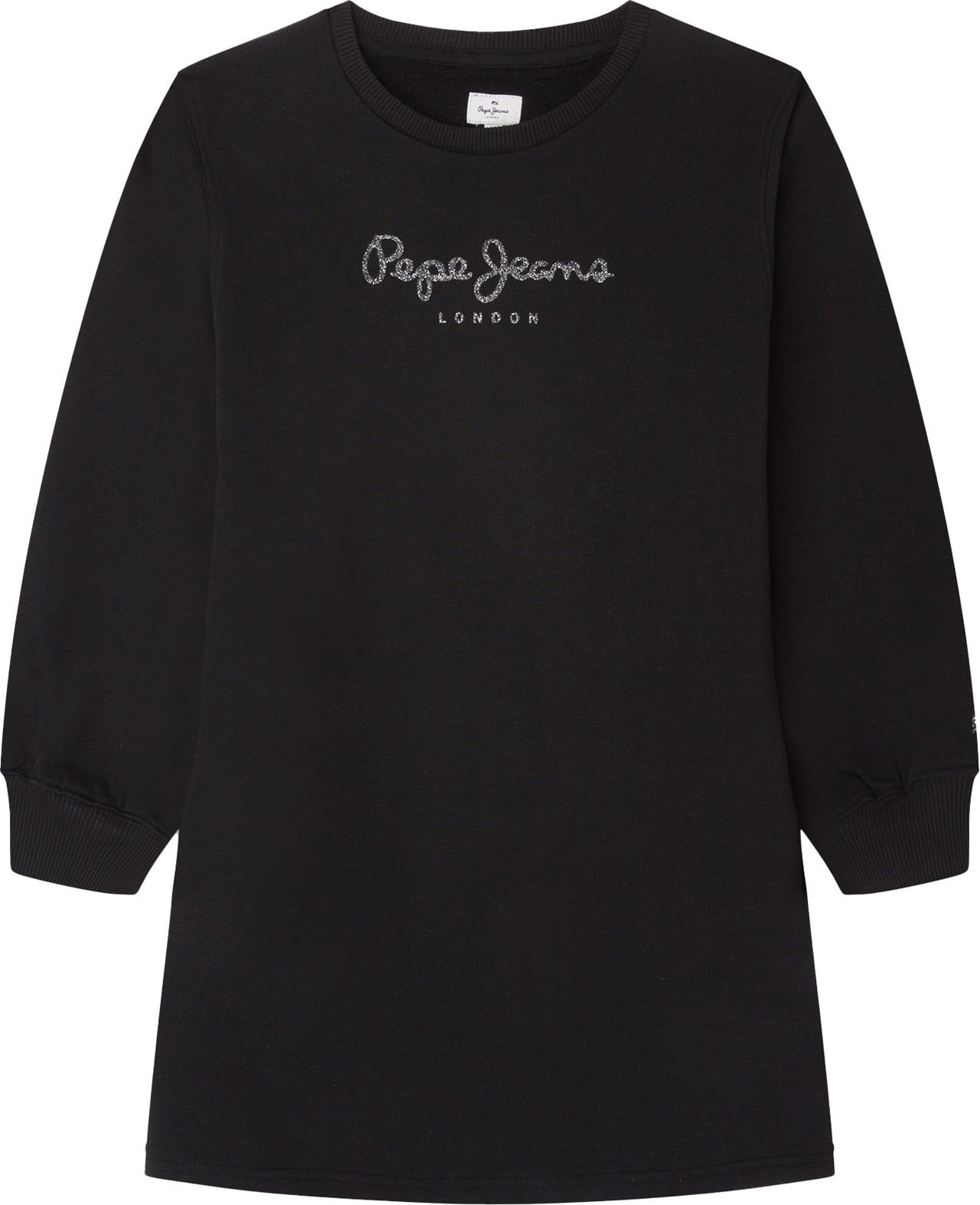 Pepe Jeans Šaty 'Nurti' černá / stříbrná