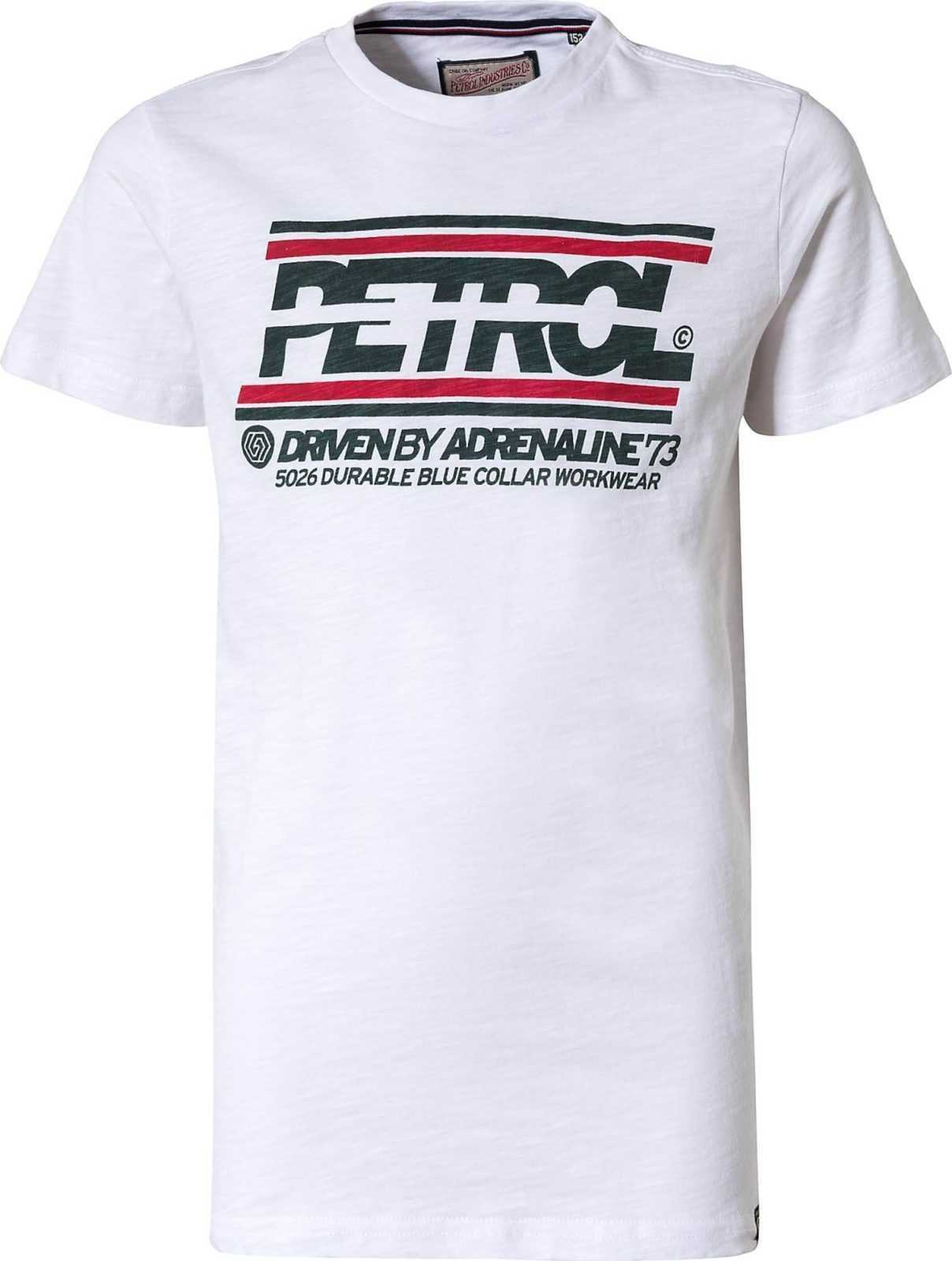 Petrol Industries Tričko tmavě šedá / červená / offwhite