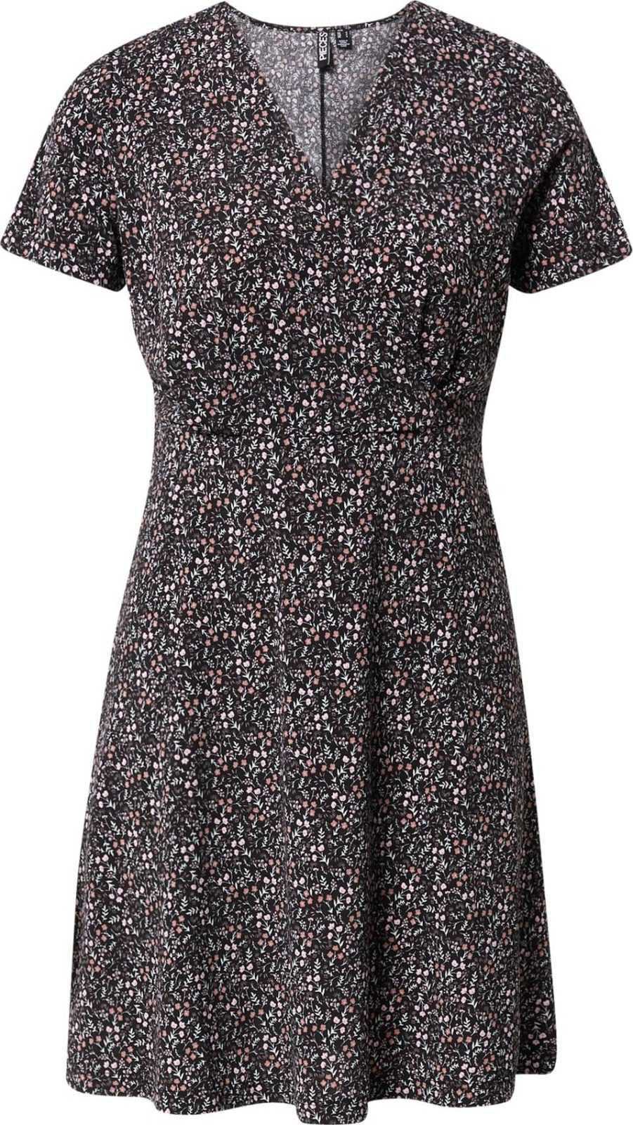 PIECES Šaty pastelově zelená / růžová / růže / červená / černá