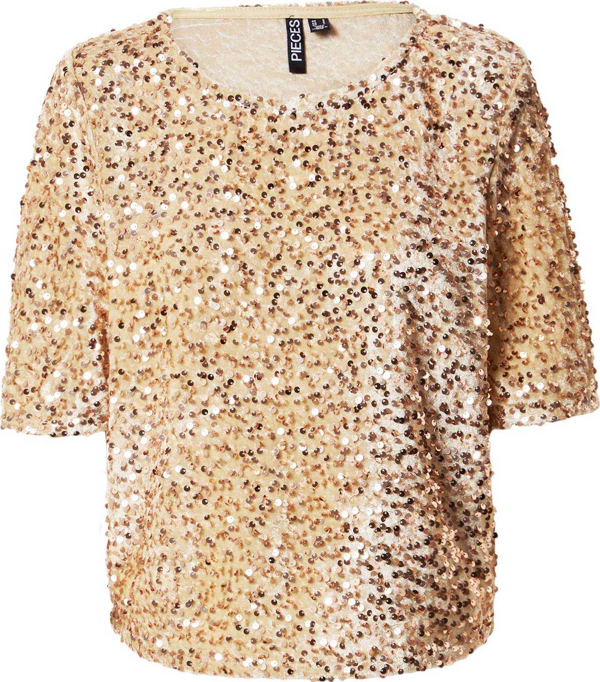 PIECES Tričko 'KAM' zlatá