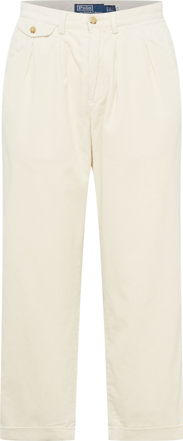 Polo Ralph Lauren Kalhoty se sklady v pase krémová