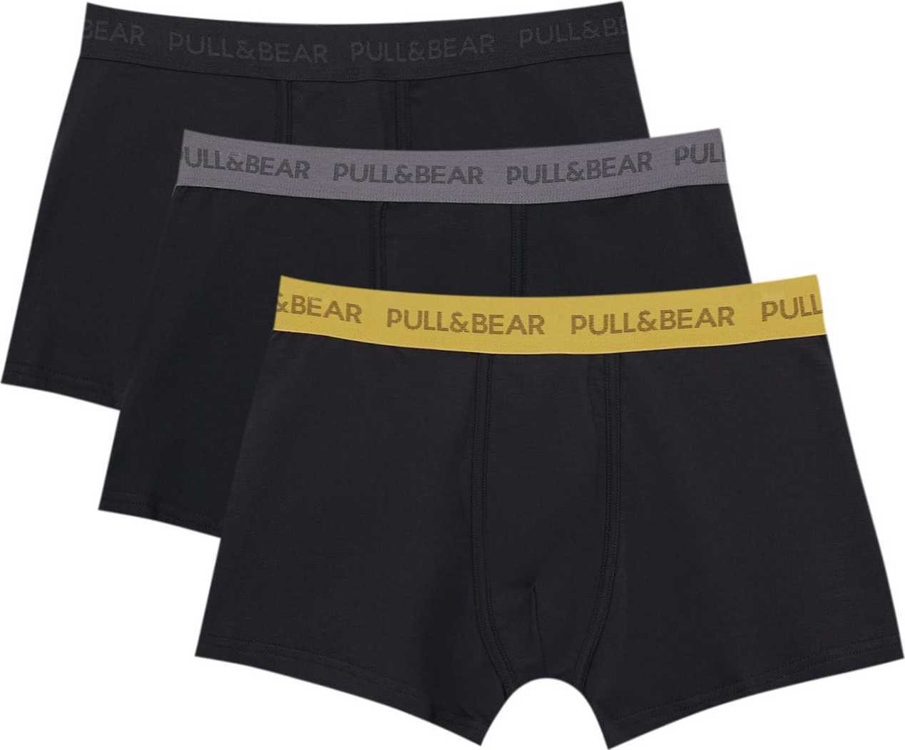 Pull&Bear Boxerky žlutá / šedá / černá