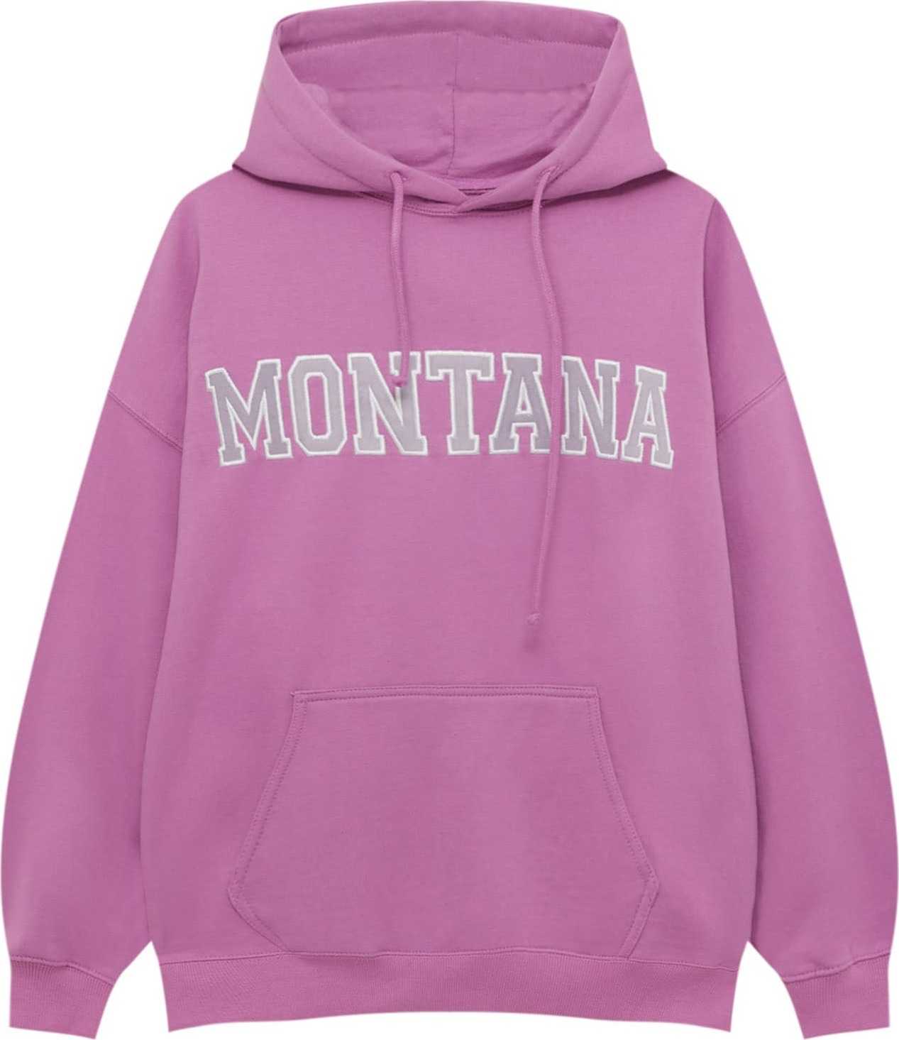 Pull&Bear Mikina světle šedá / pink / bílá